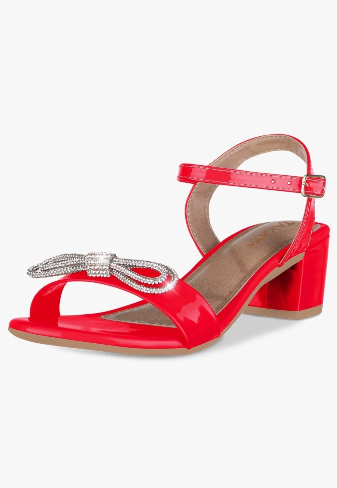 Imagem principal Sandália Feminina Salto Baixo Bloco Casual Confortável Laço Strass TAKATA BY RAFAEL TAKATA vermelho