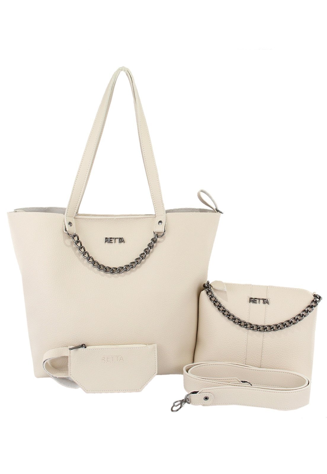 Imagem principal Bolsa Feminina Bolsa Saco Transversal e Porta cartão Retta Marfim Retta Shoes bege/branco