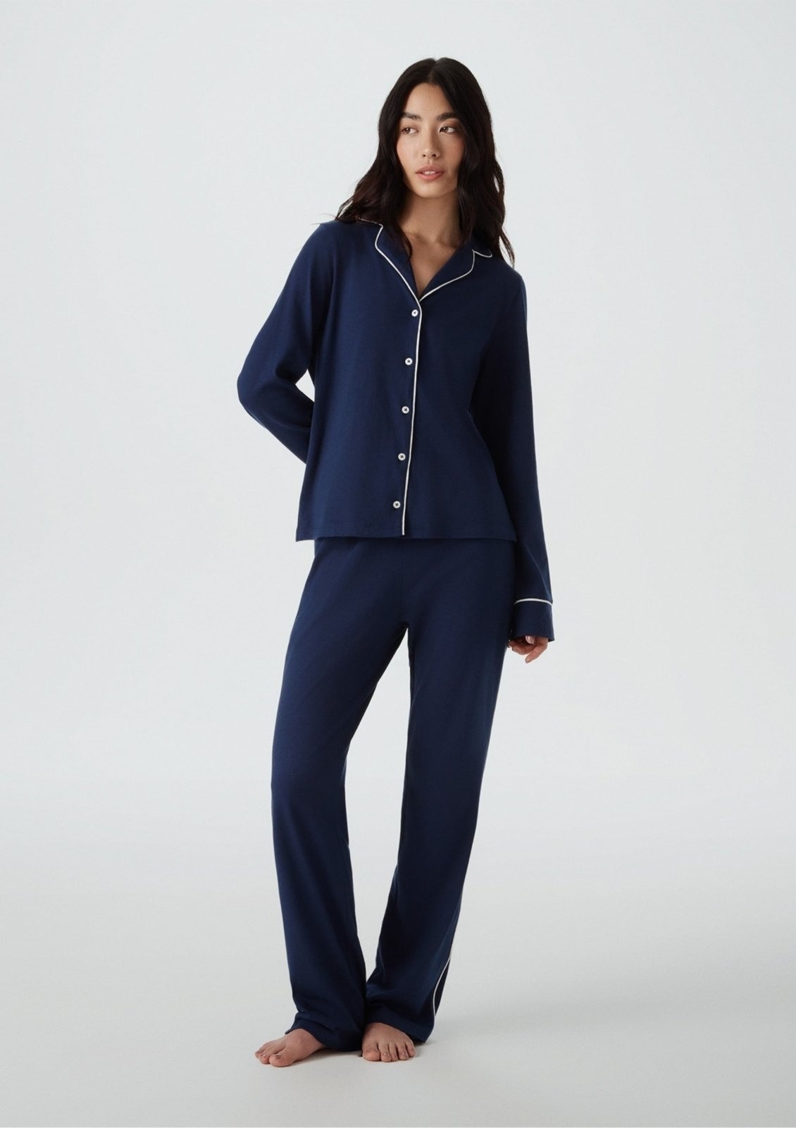 Imagem principal Pijama Longo Feminino Com Botões Hering HERING INTIMATES azul