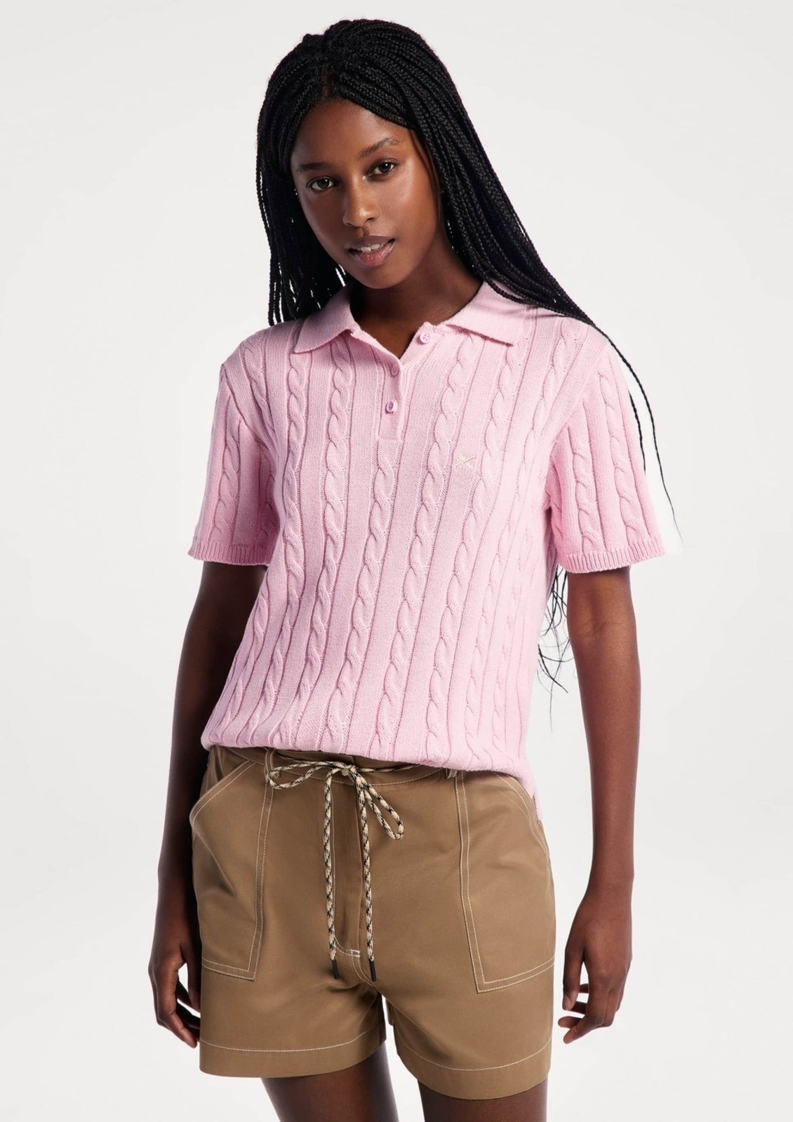 Imagem principal Blusa Polo Feminina Em Tricô Trançado Hering rosa