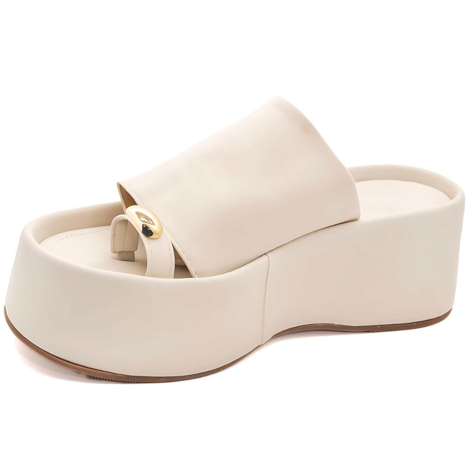 Imagem principal Tamanco Plataforma Ring Toe Sandália Feminina 5001 Napa Off White Sete Sales branco white