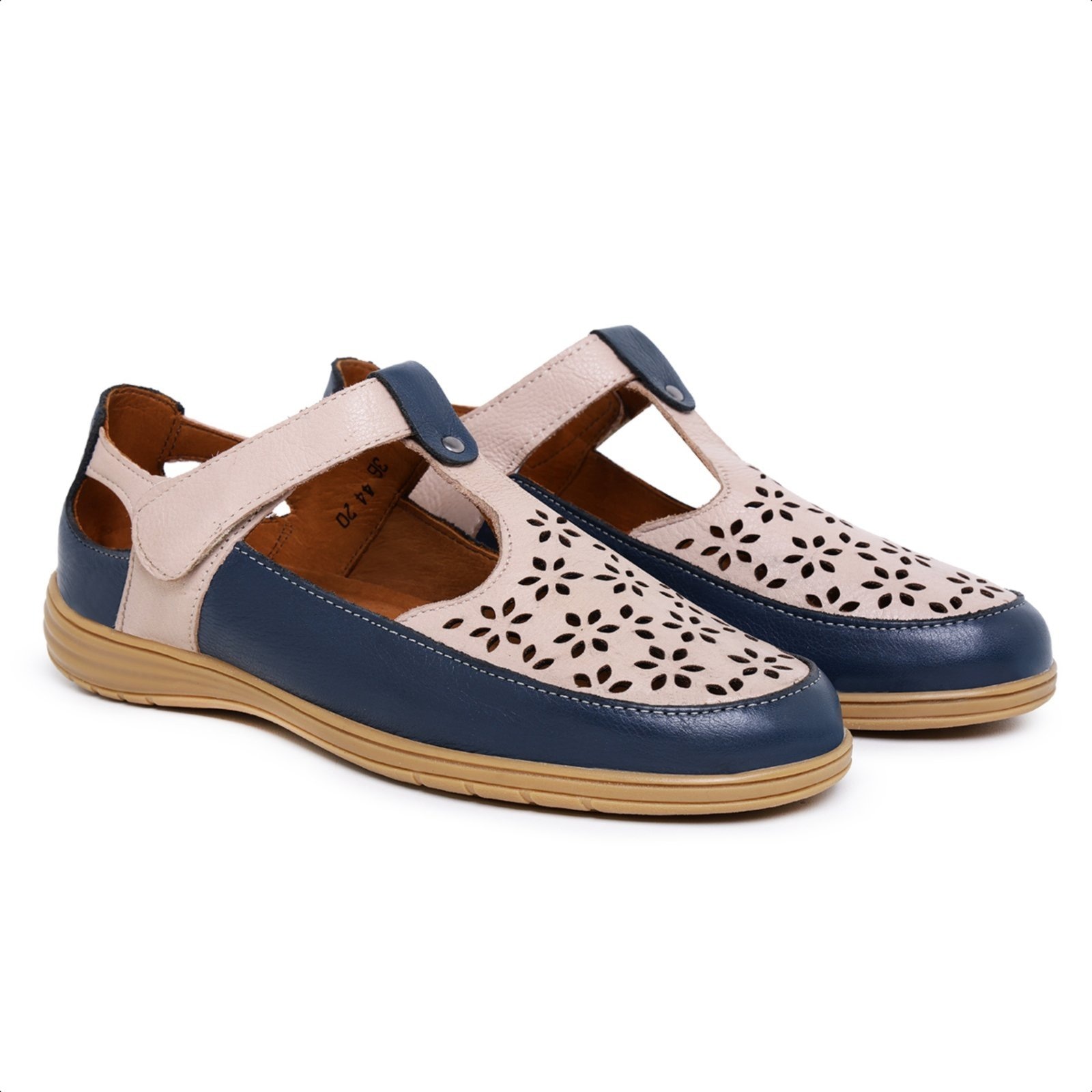 Imagem principal Sapatilha Feminina de Couro, Palmilha Forrada em Couro e Sola de Borracha Mod:4420 Marinho Mister Couros azul marinho