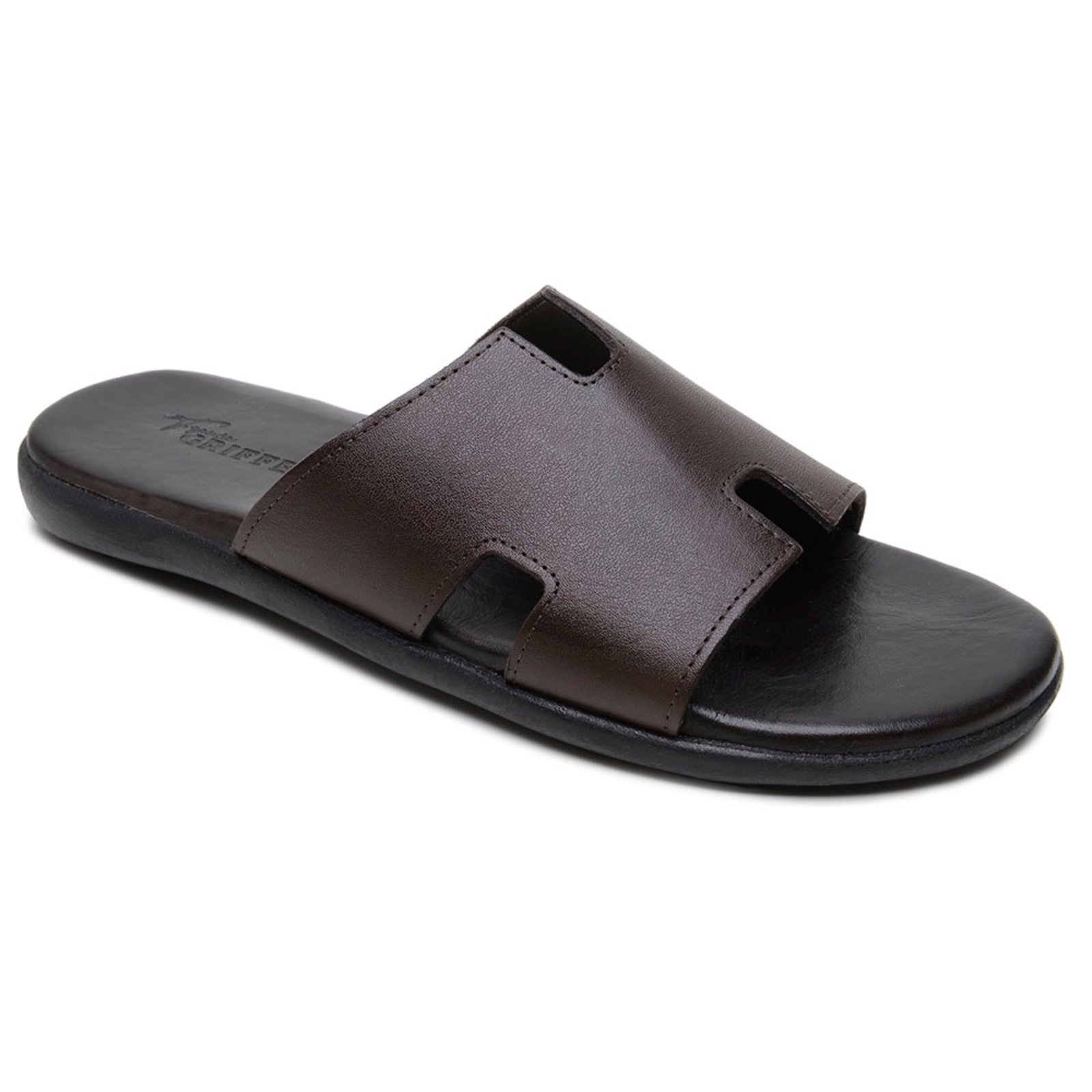 Imagem principal Chinelo Slide Masculino Couro Ultra Leve Legítimo Conforto Verão Forro Macio Café super shoes marrom