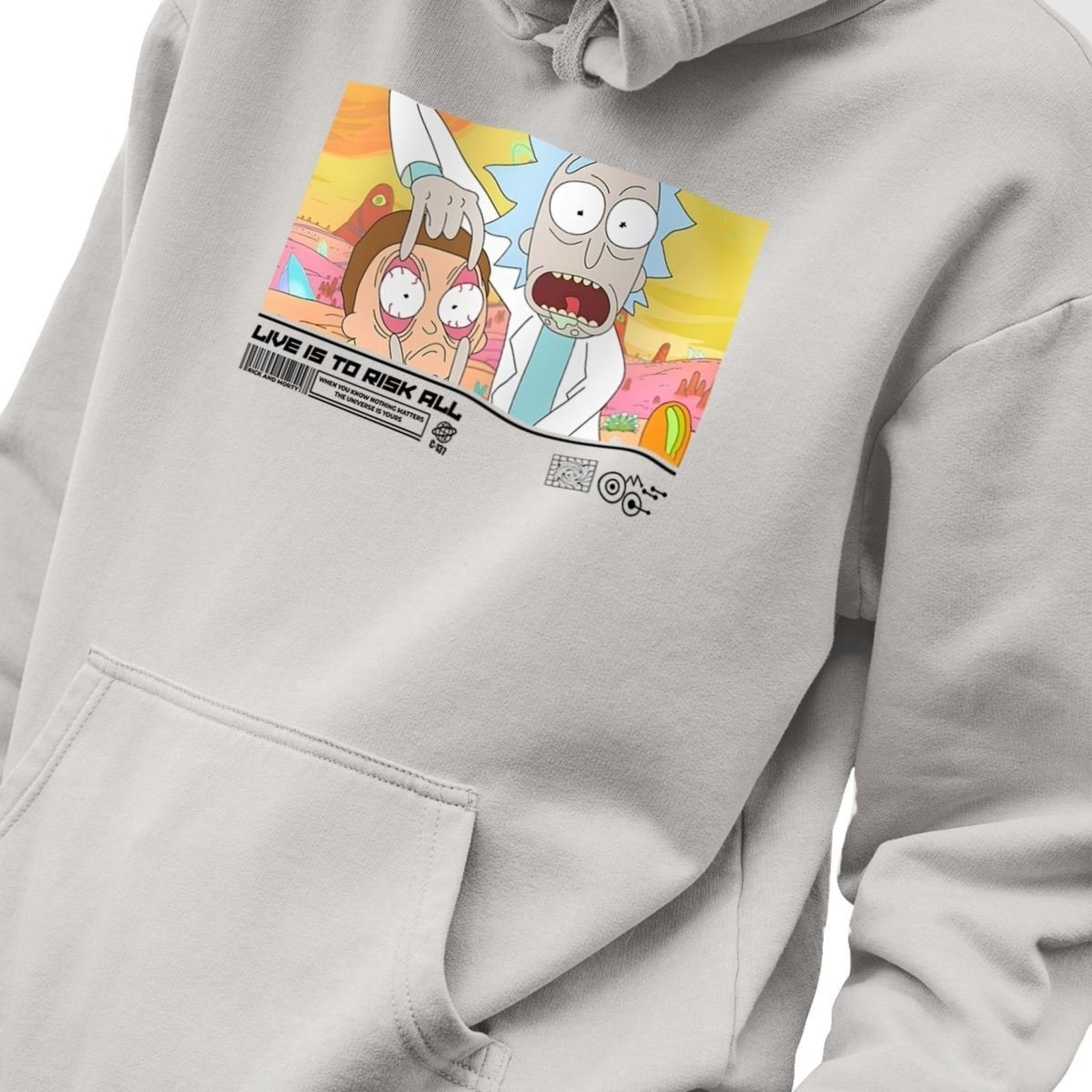 Imagem principal Blusa Moletom Estampado Masculino em Algodão 30.1 Rick and Morty Live is To Risk All Genuine cinza