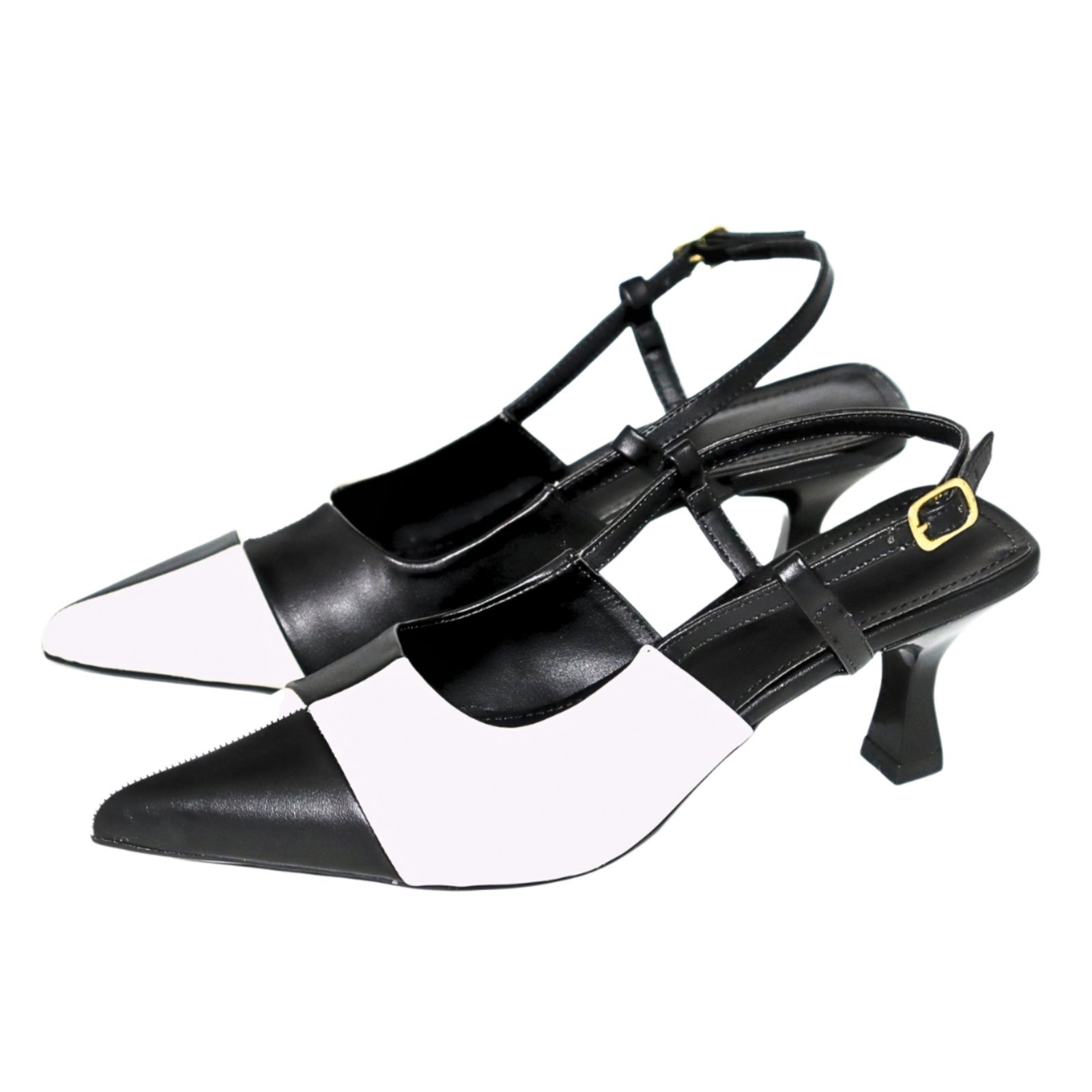 Imagem principal Scarpin Slingback Sete Sales Duo Preto e 5601 Sete Sales branco