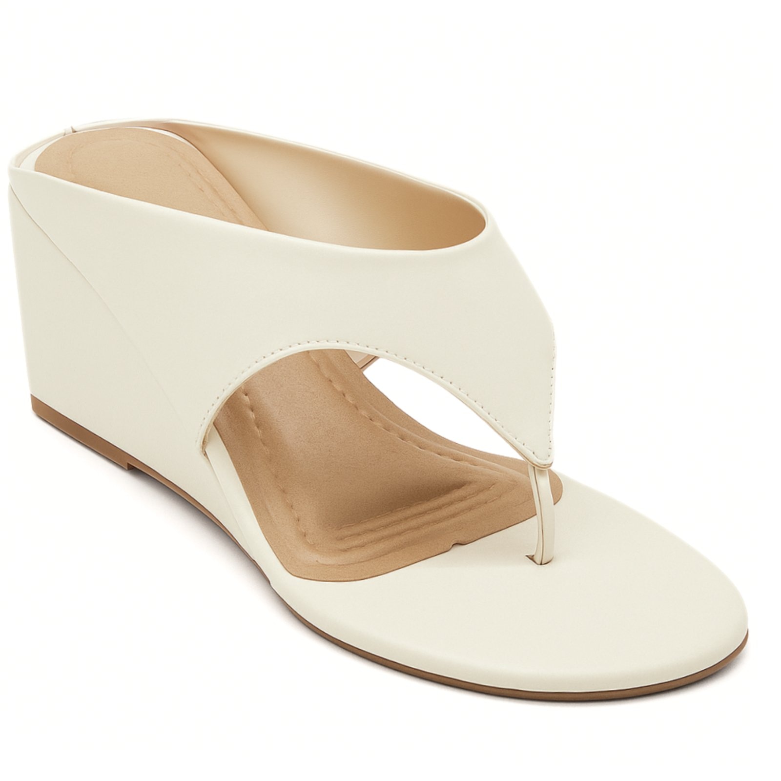 Imagem principal Sandália Feminina Anabela de Dedo Asa Delta Salto Médio Chic Off White 350 Sete Sales branco white