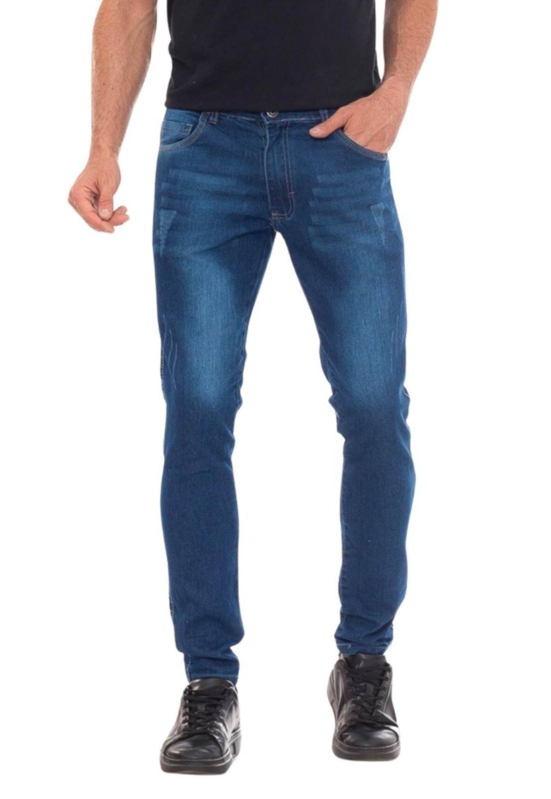Imagem principal Calça Jeans Masculina Tempo Hábil Skinny Delave Elastano Premium 5 Estilo azul