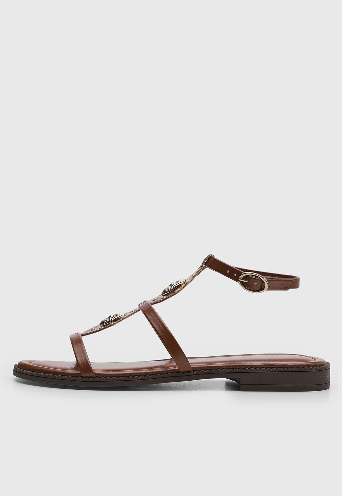 Imagem principal Rasteira Feminina VIA UNO Tiras Fechada Fivela VIA UNO marrom