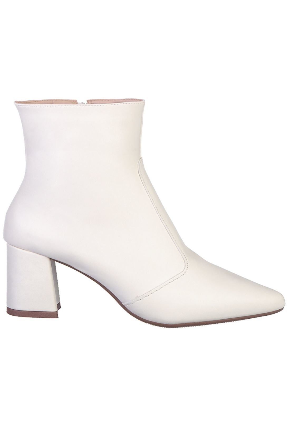 Imagem principal Bota Off White Branca Feminina Cano Curto Salto Grosso Bico Fino Stessy Shoes off-white/preto white