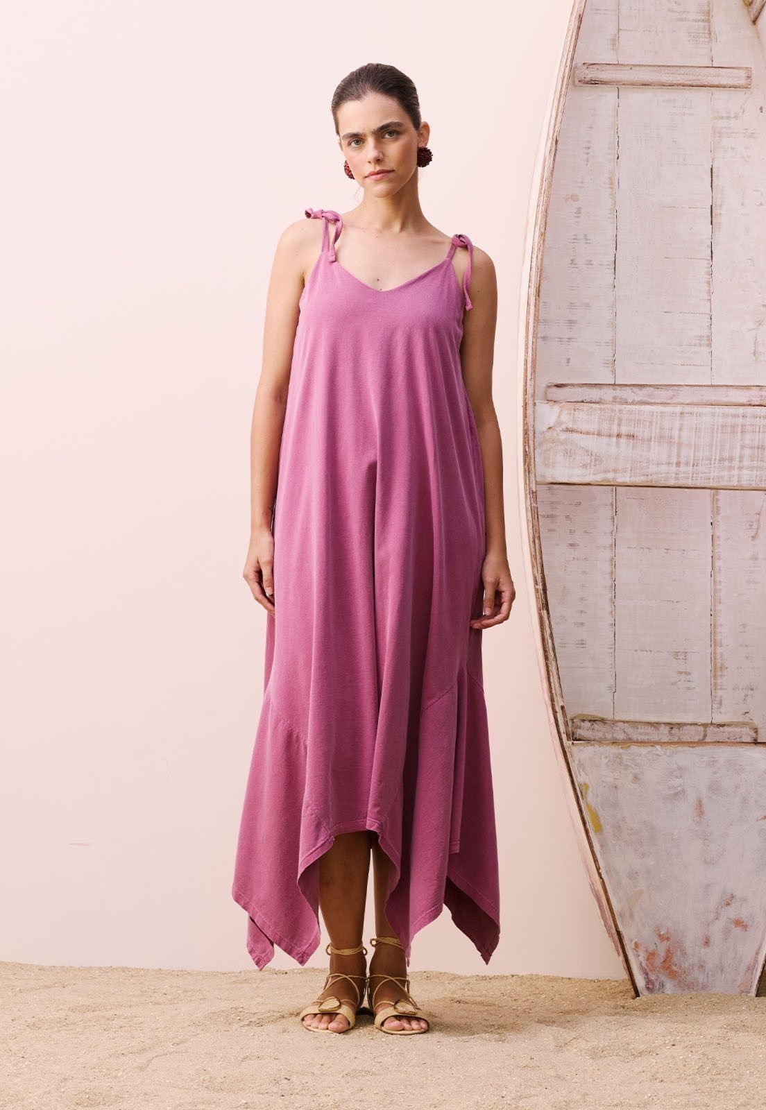 Imagem principal Vestido Longo Pontas CaCay rosa