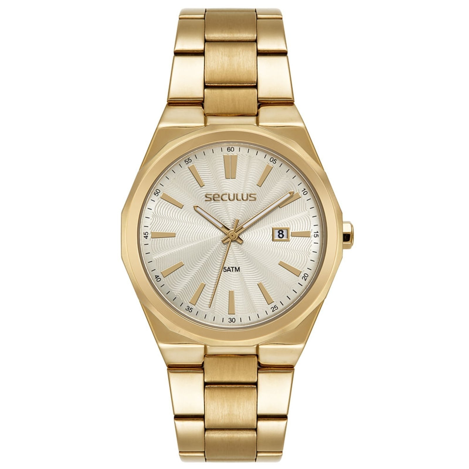 Imagem principal Relógio Masculino Social Aço Calendário Seculus dourado