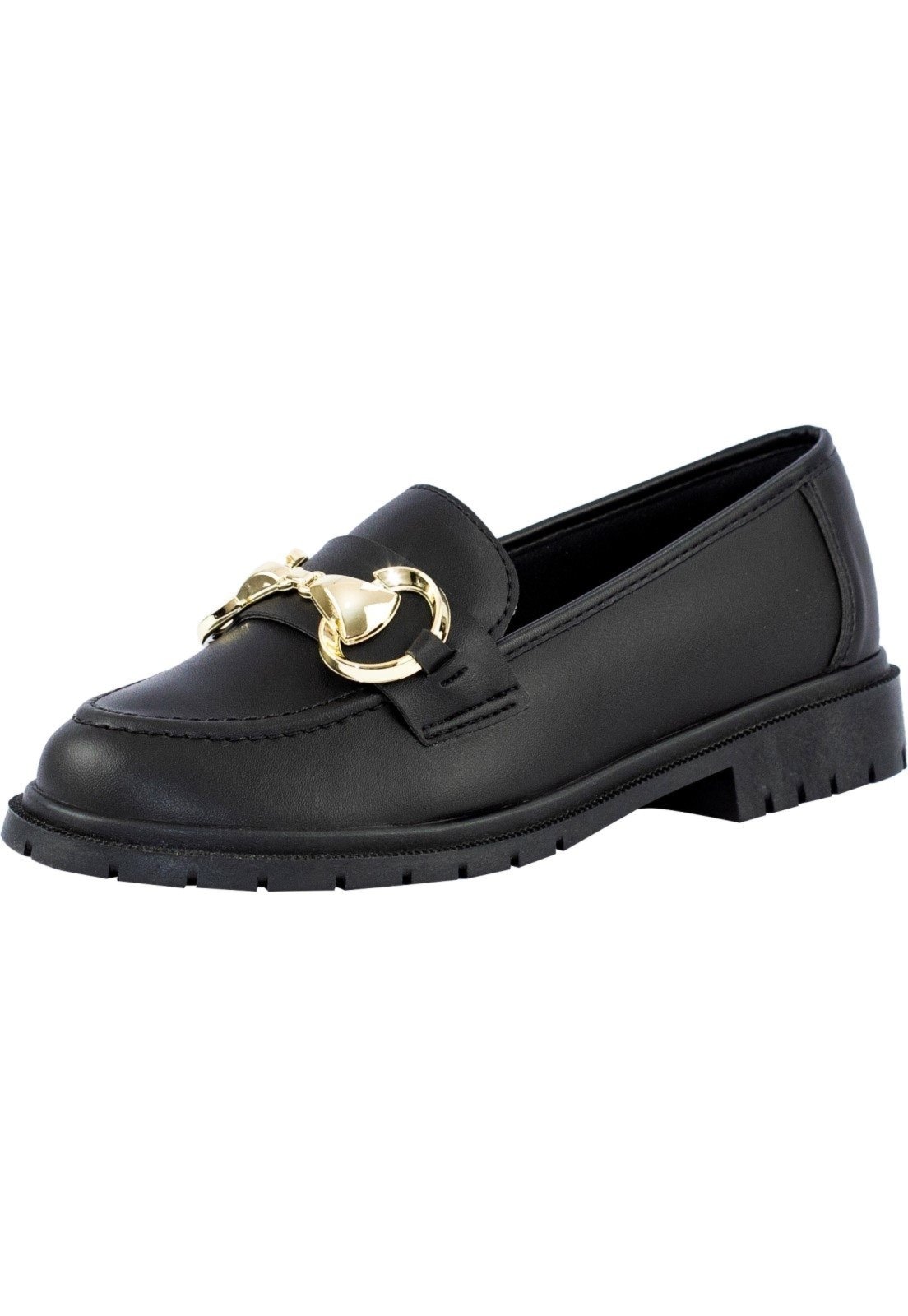 Imagem principal Mocassim Feminino Tratorado Boyfriend Lumiss Sapato Flat Loafer Confort LUMISS preto