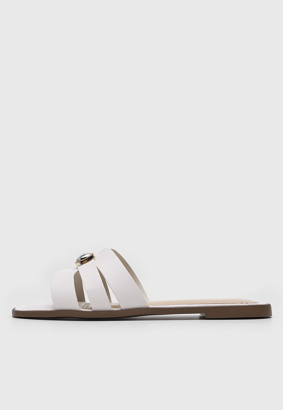 Imagem principal Rasteira Feminina Via Marte Detalhe Metálico Branca VIA MARTE branco