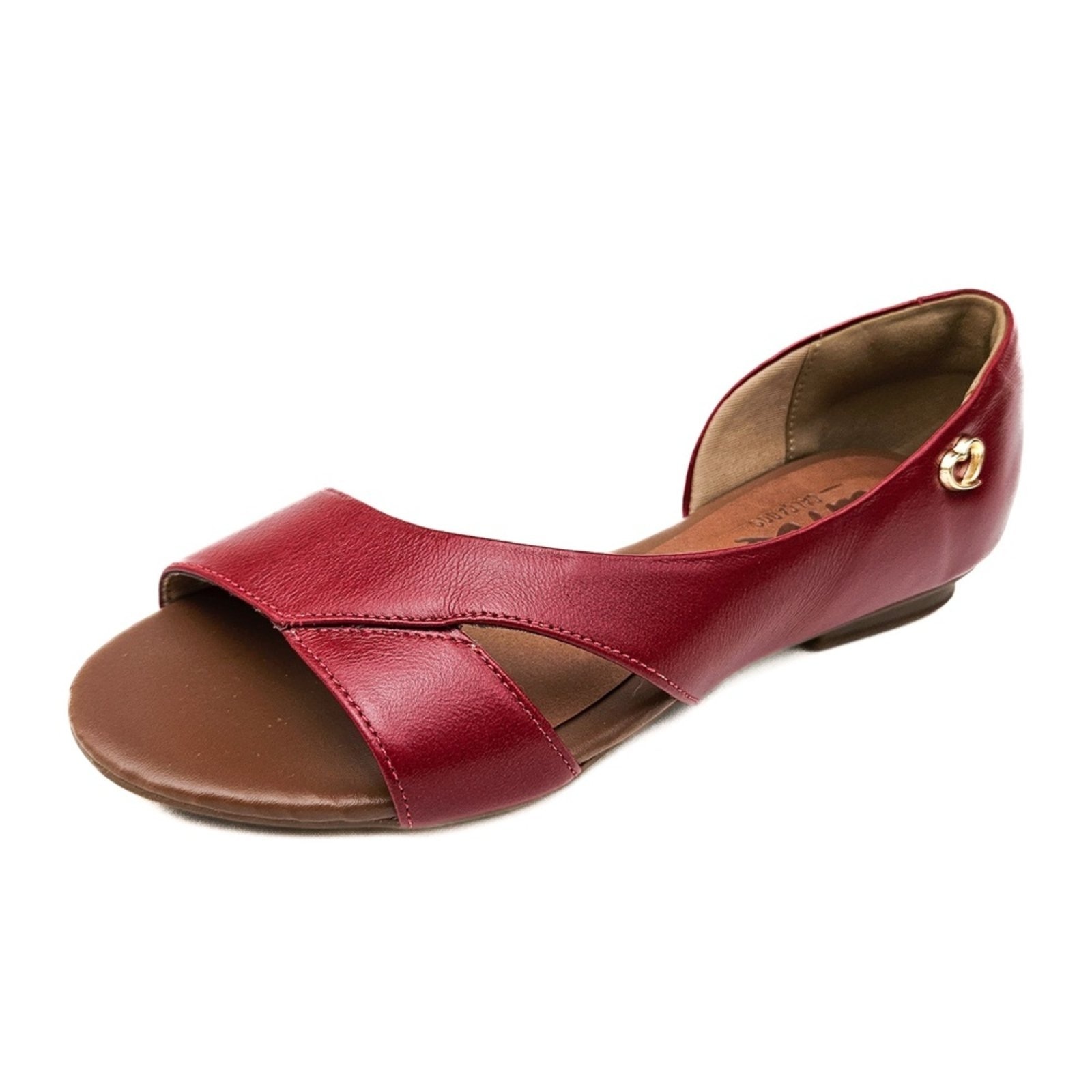 Imagem principal Sandália Rasteira em Couro Moema Vermelha Amo Calçados vermelho