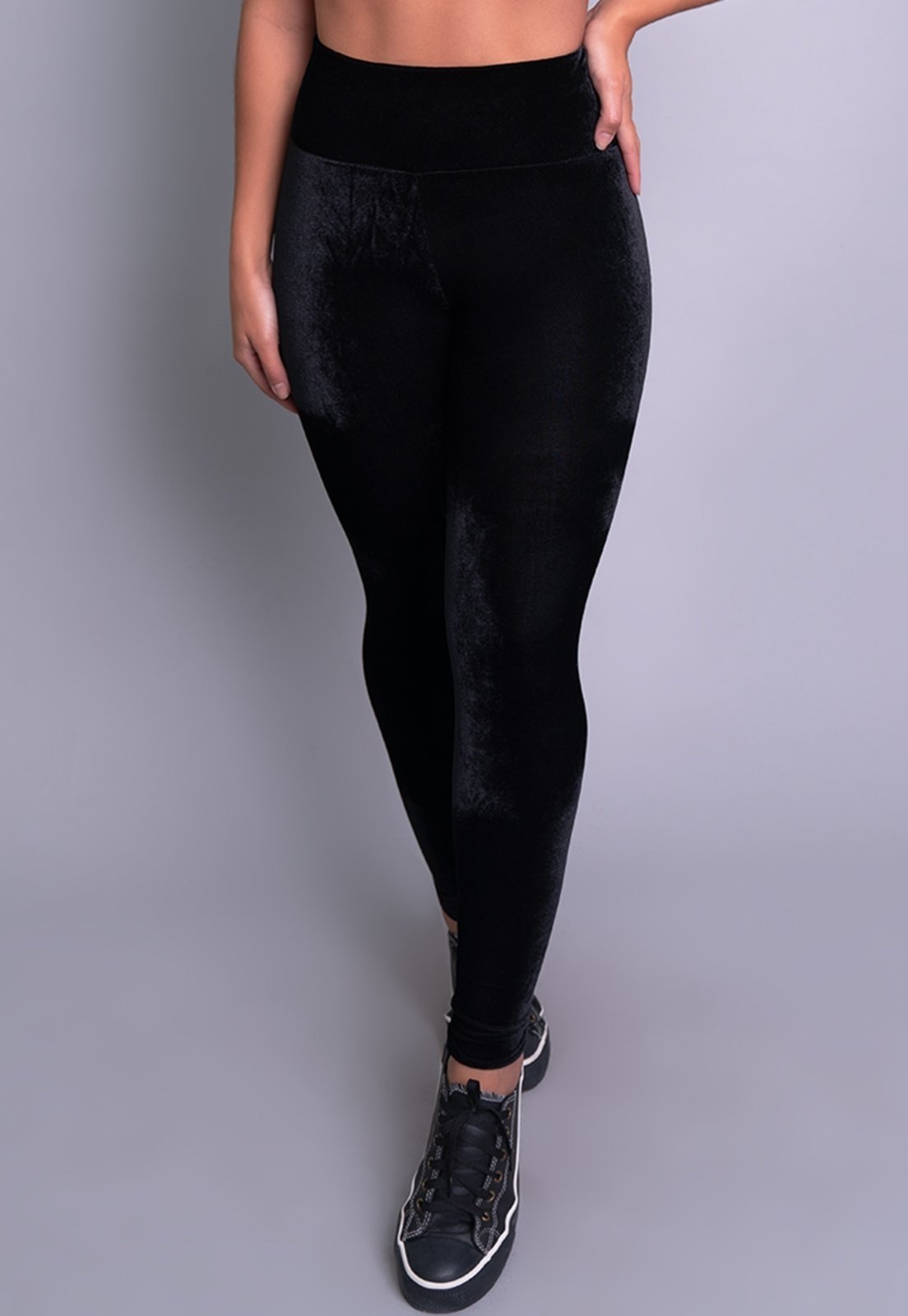 Imagem principal Calça Legging MVB Modas Cintura Alta Veludo Molhado Preta Mvb Modas preto