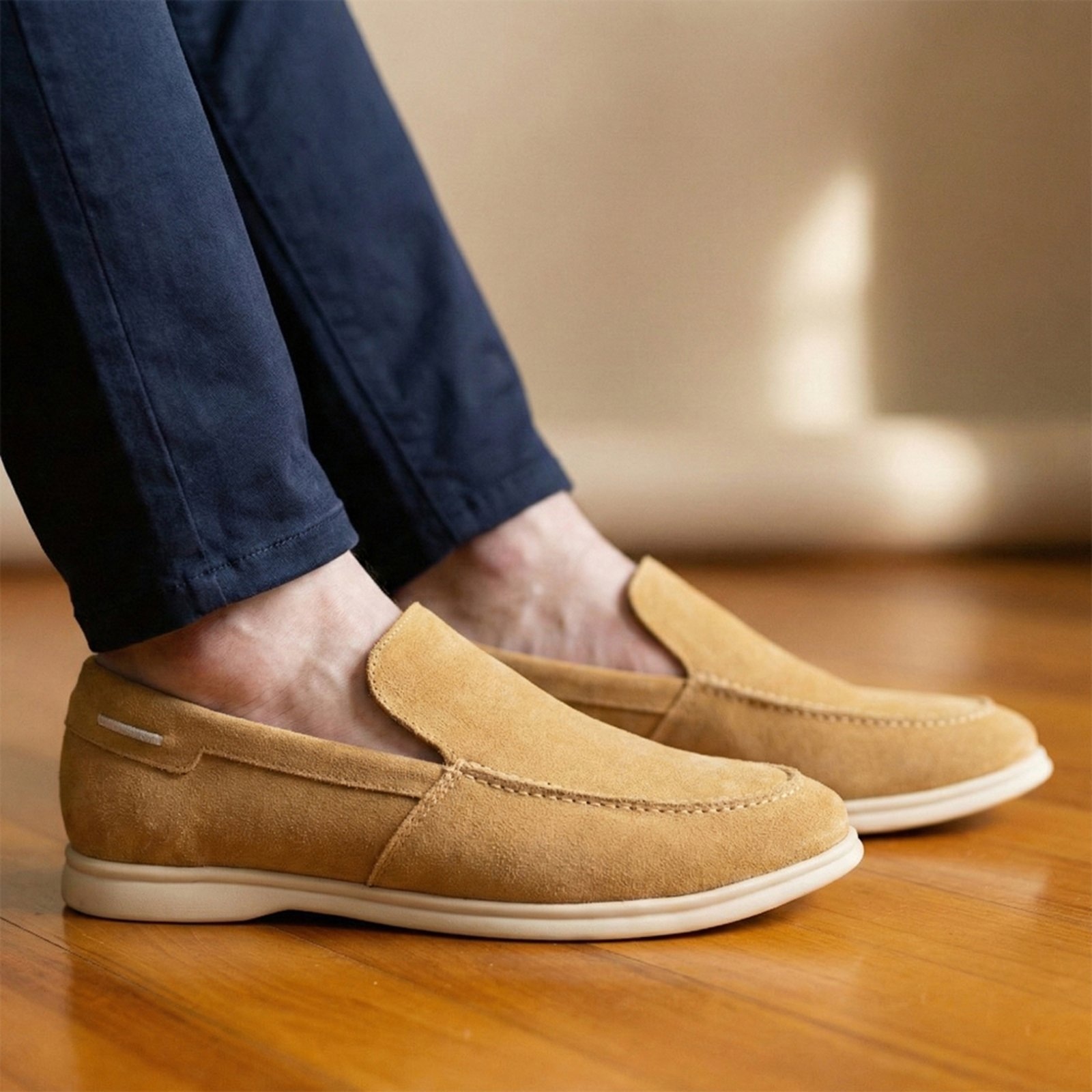 Imagem principal Sapato Masculino Loafer Couro Legítimo Zurich Sola Costurada Camel FRANCA GRIFFE bege