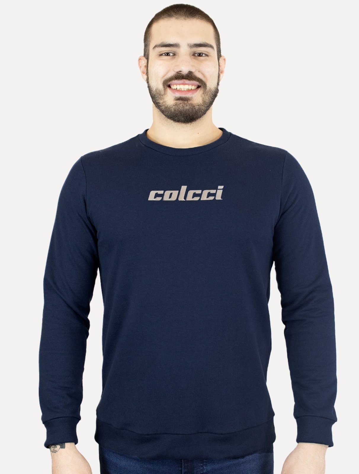 Imagem principal Moletom Colcci Masculino Comfort Crewneck Mirrored Logo Colcci azul marinho