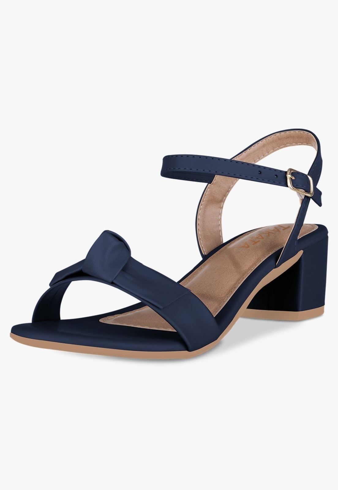 Imagem principal Sandália Feminina Salto Baixo Bloco Grosso Casual Confortável Laço Nó Marinho TAKATA BY RAFAEL TAKATA azul marinho