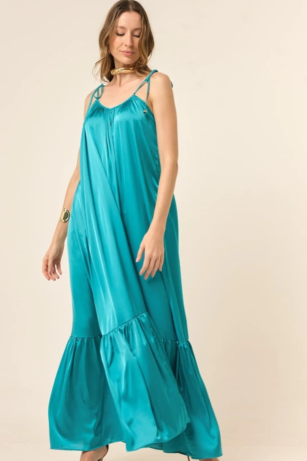 Imagem principal Vestido Trancoso Acetinado Com Alças Ajustáveis Tifany VIC BRAND azul