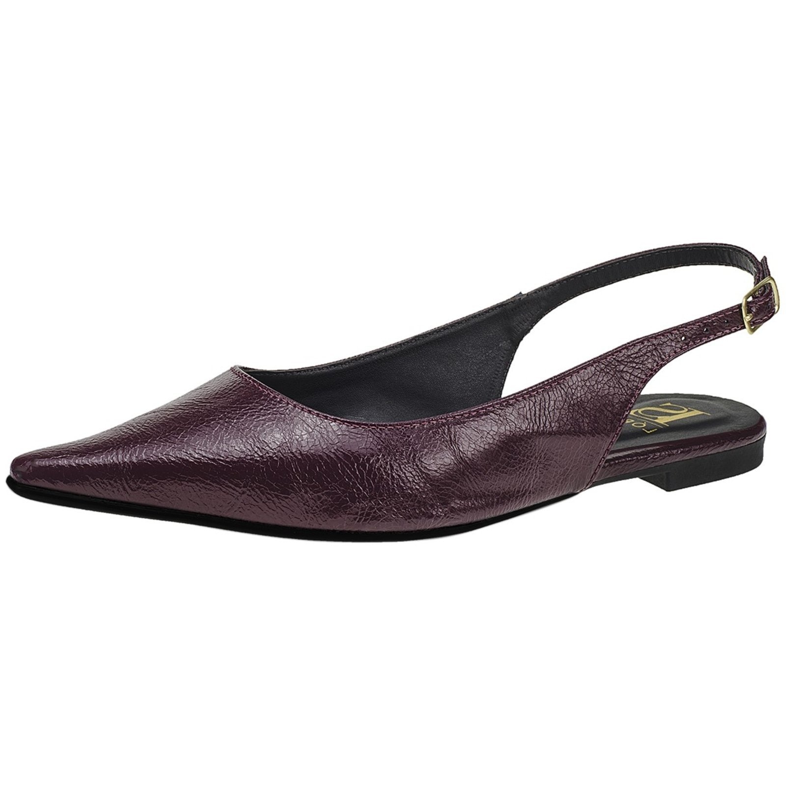 Imagem principal Sapatilha Bico Fino Lóris Shoes SlingBack com Fivela Verniz Texturizado Confortável Fashion 4130 Marsala LÓRIS SHOES vinho