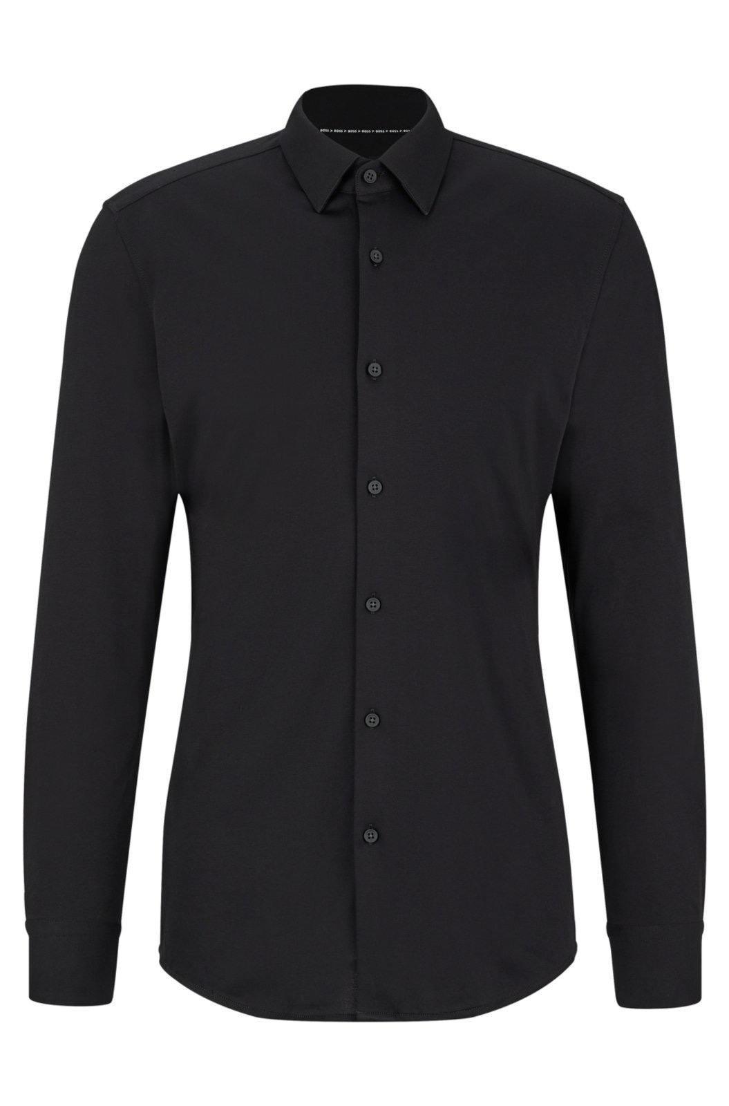 Imagem principal Camisa Slim Fit Em Jersey De Algodão De Performance Misto Com Stretch Boss preto