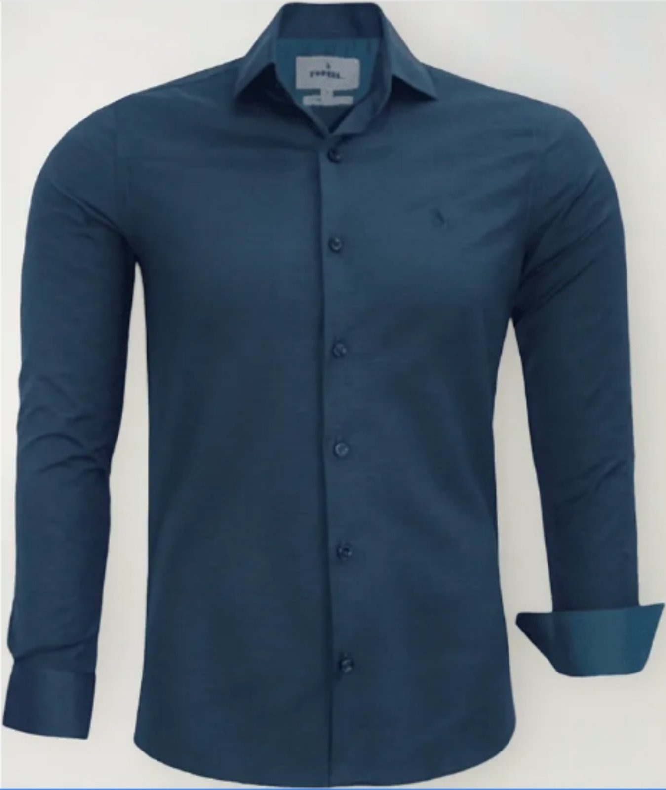 Imagem principal Camisa Social Amil Slim Nobel Algodão com Elastano Manga Longa Luxo Marinho Amil azul marinho