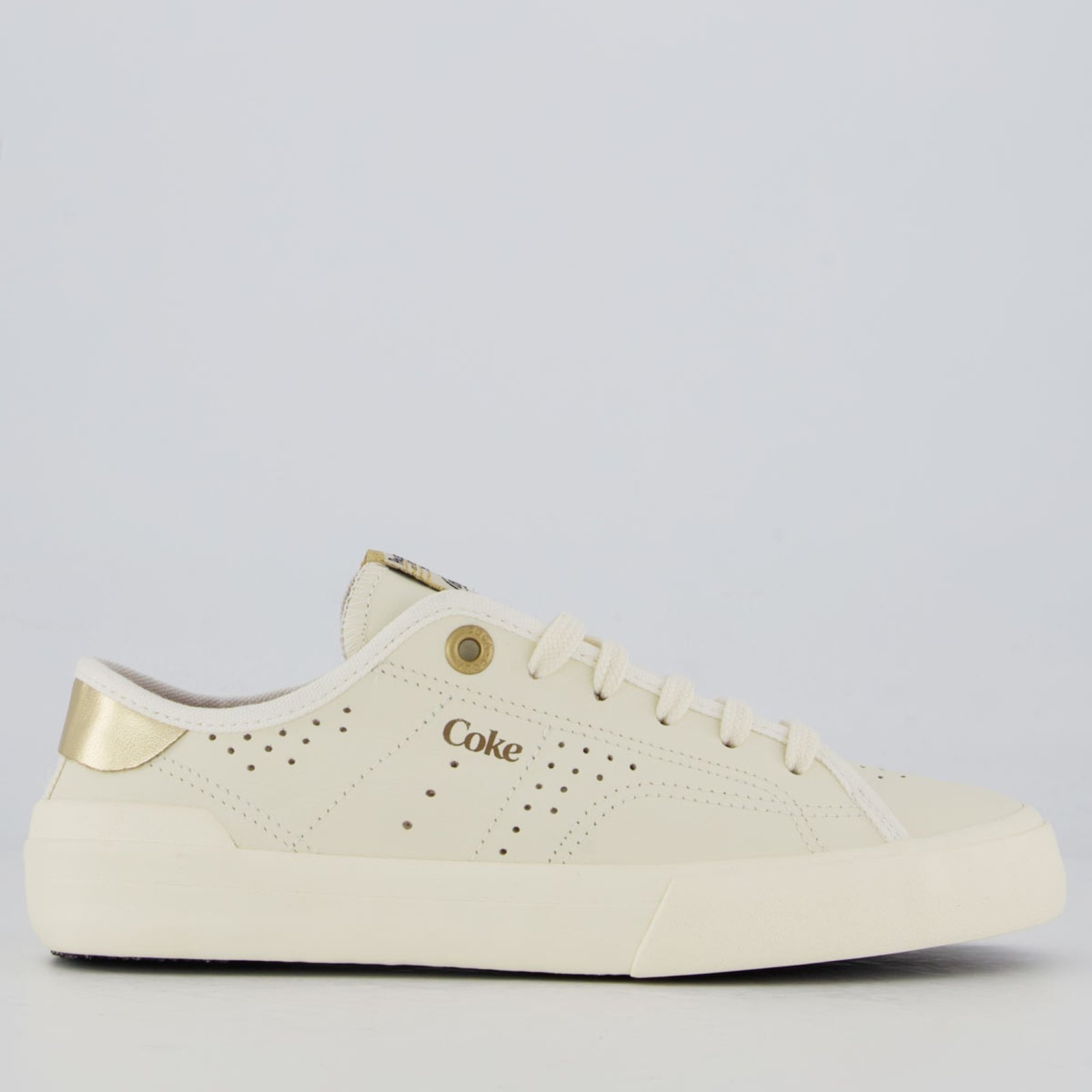 Imagem principal Tênis Coca Cola Fortune Feminino e Dourado Coca-Cola branco