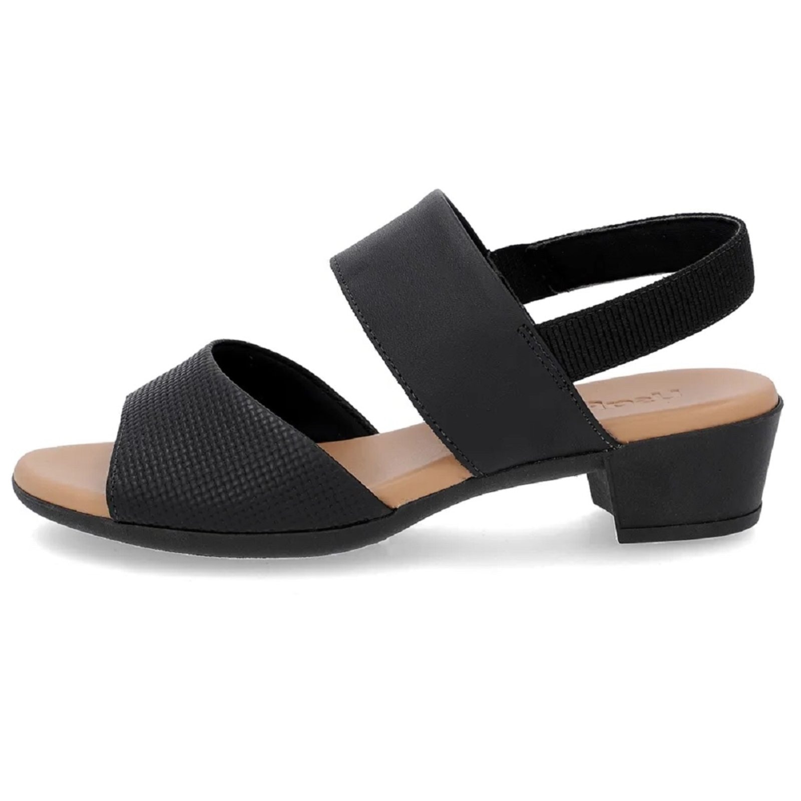 Imagem principal Sandália Usaflex Salto Bloco 4cm Couro Elástico no Calcanhar Usaflex preto