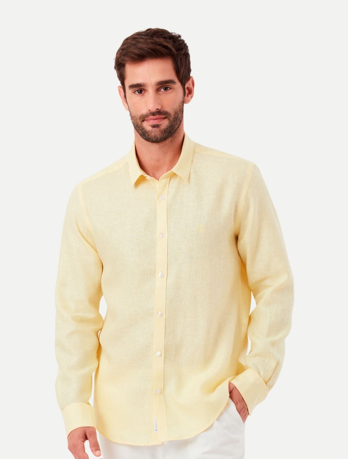 Imagem principal Camisa Original Penguin Regular Linho BPWF0018 Amarela Penguin amarelo