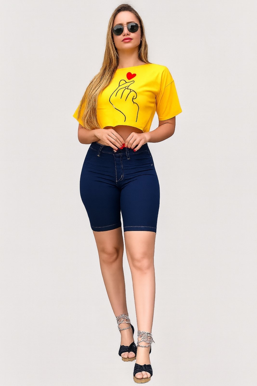 Imagem principal Bermuda Cós Alto D Bell Outlet Fashion Escuro D BELL OUTLET FASHION azul/jeans