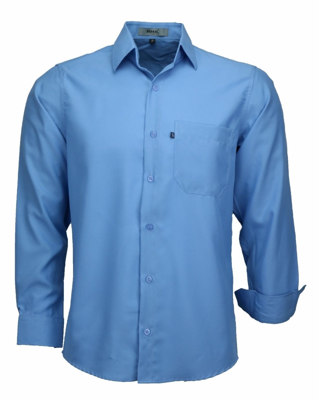 Imagem principal Camisa Social Microleve Amil Poliéster Com Bolso Macia Não amassa Manga Longa motorista Amil azul