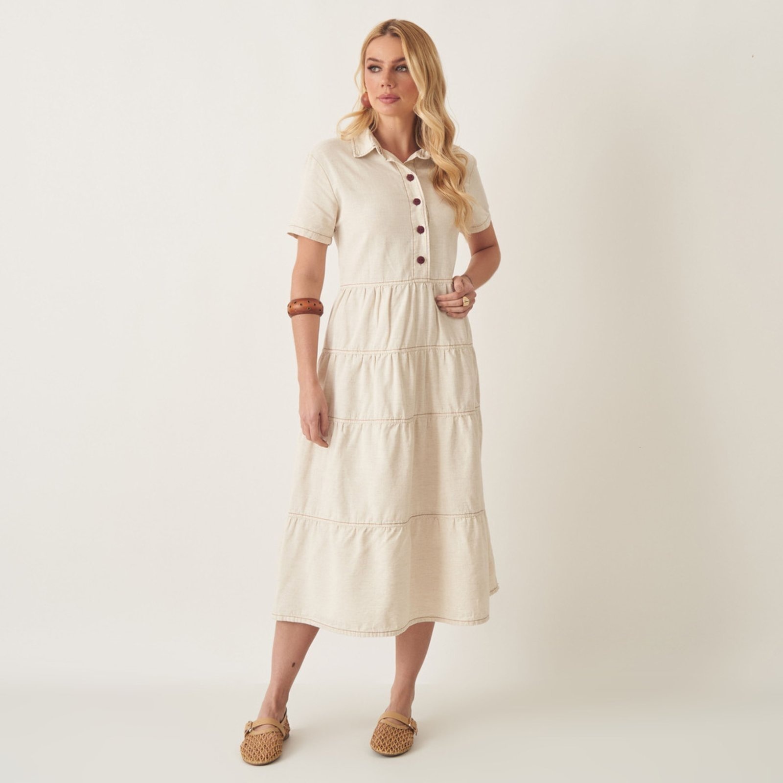 Imagem principal Vestido Linho 4 Marias com Gola Bloom branco