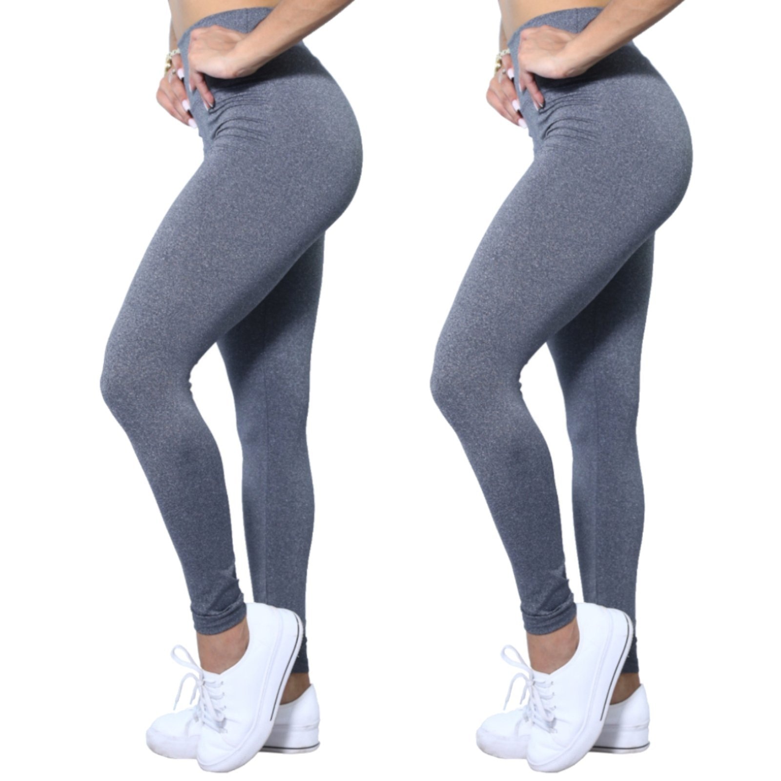 Imagem principal Kit 2 Calças Legging Heide Ribeiro Leg Silver Fitness Cinza Mescla Heide Ribeiro cinza silver