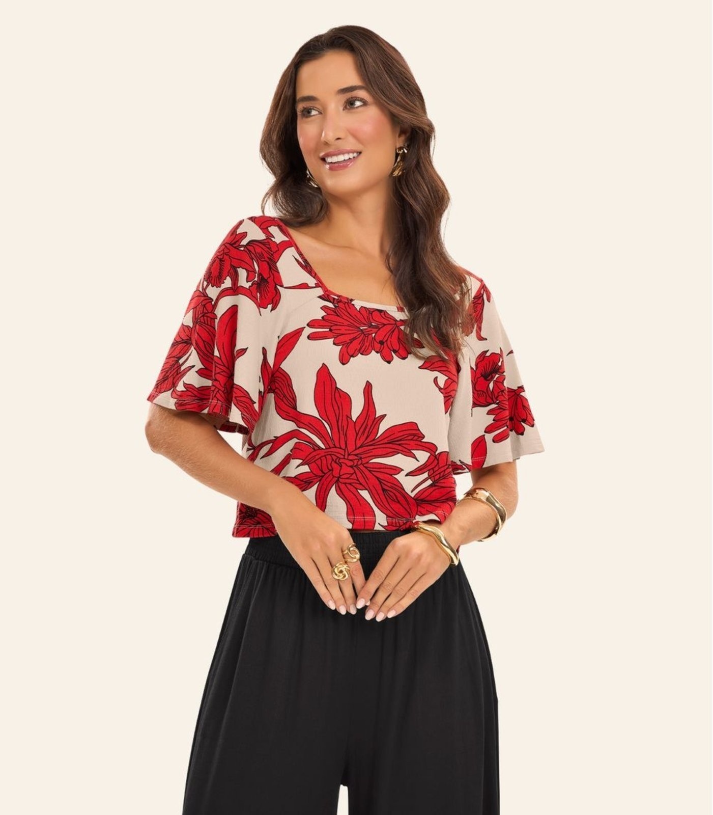 Imagem principal Calça Pantalona Feminina Visco Maquinetada Rovitex Rovitex preto