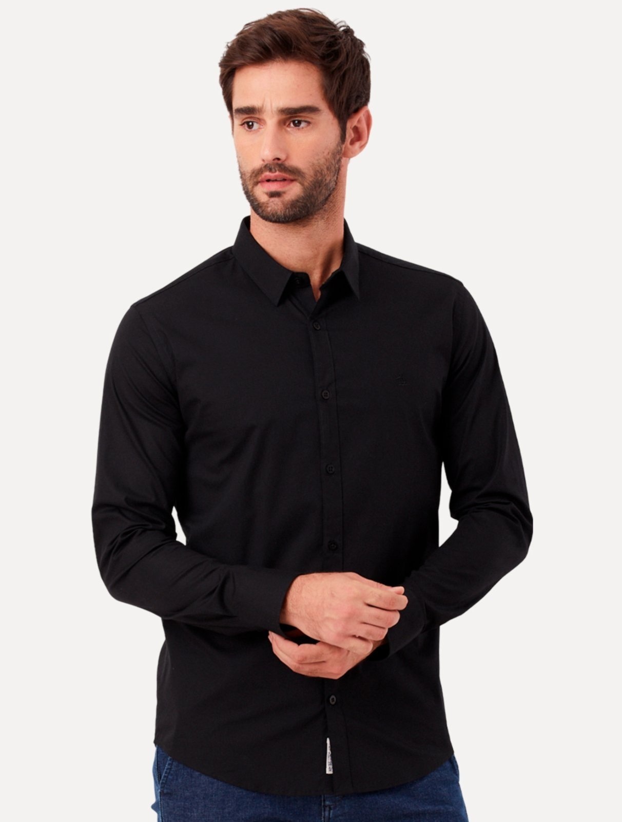 Imagem principal Camisa Original Penguin Masculina Regular Tricoline Bordado Preta Original Penguin preto