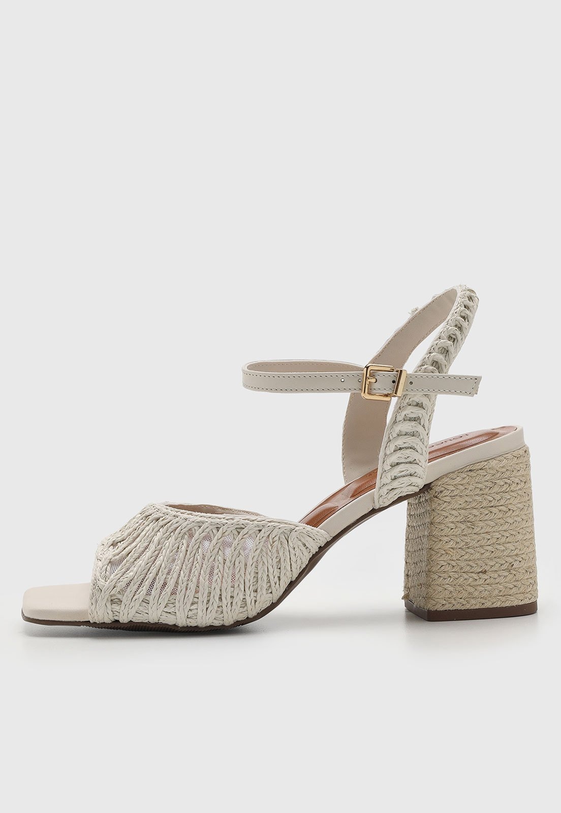 Imagem principal Sandália Feminina Loucos e Santos Salto Bloco Tramado Off-White Loucos e Santos off-white white