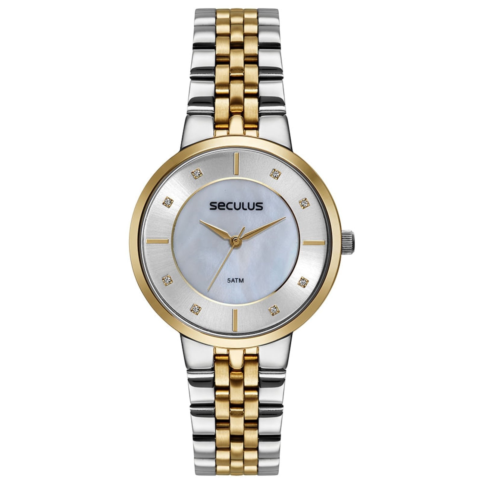 Imagem principal Relógio Feminino Madrepérola Cristais Bicolor Seculus dourado