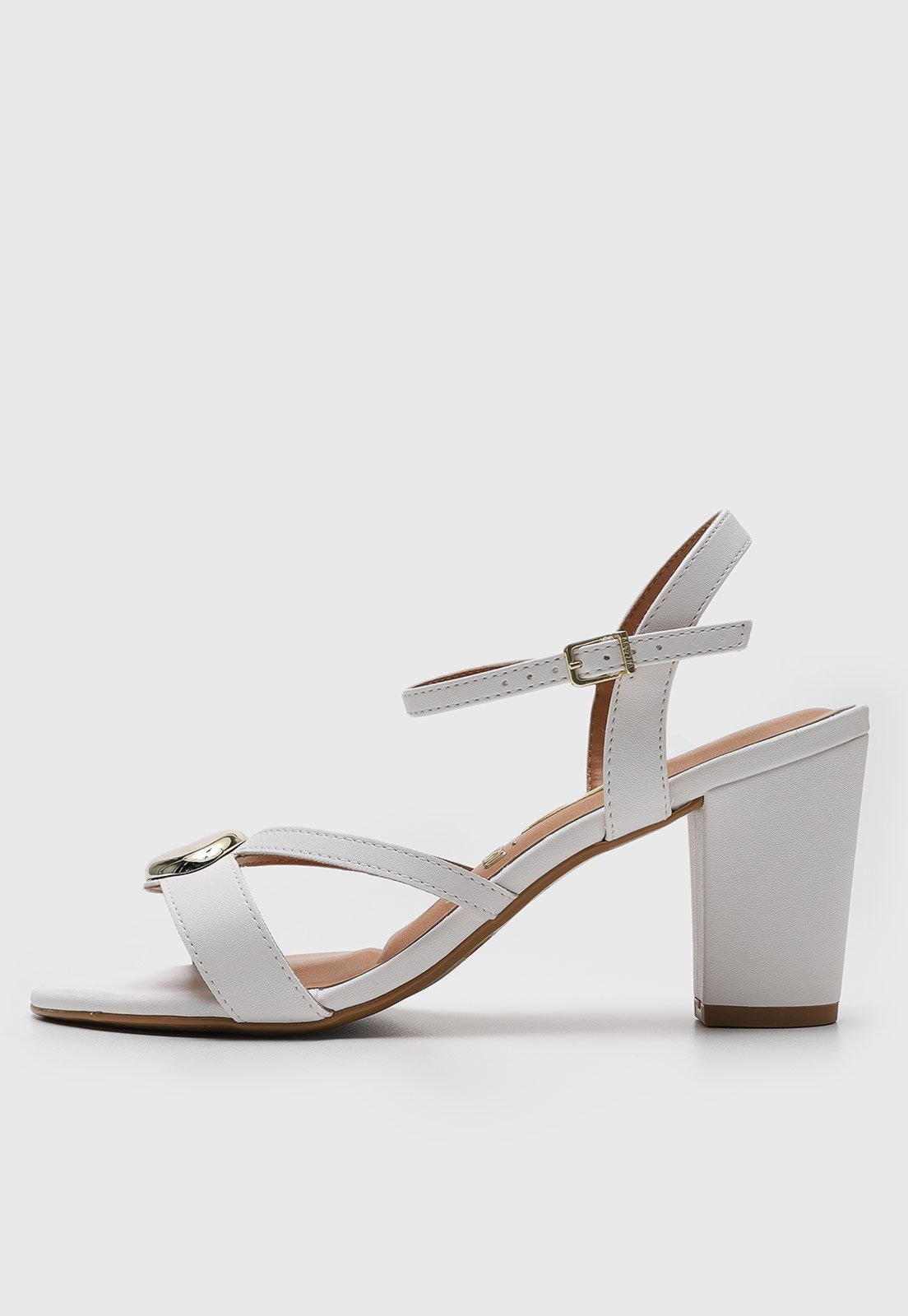 Imagem principal Sandália Feminina Vizzano Salto Bloco Tiras Detalhe Metálico Branca VIZZANO branco