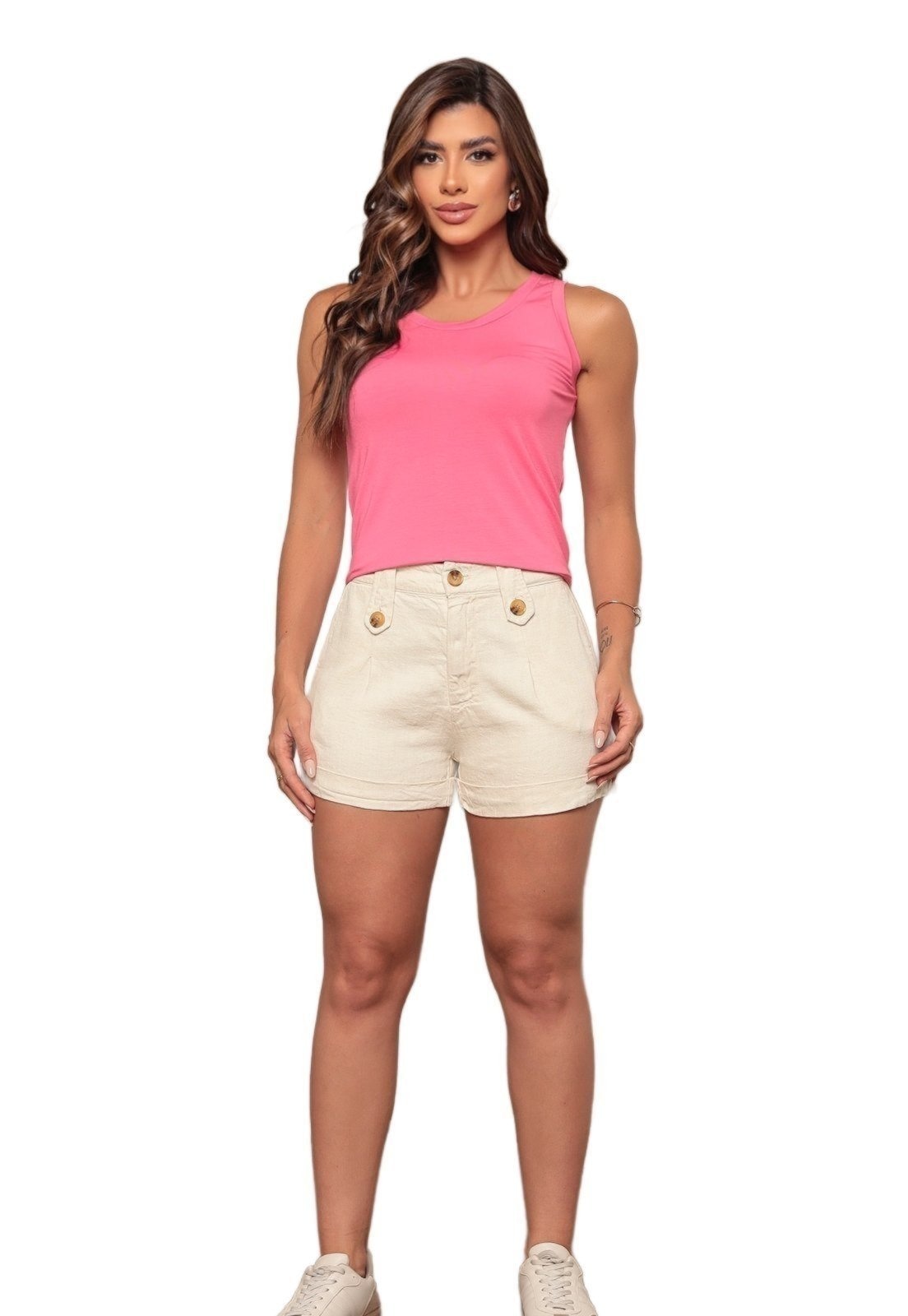 Imagem principal Short Dellamarca Viscolinho Natural Creme Dellamarca bege natural