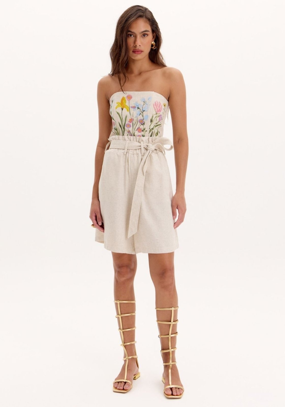 Imagem principal Bermuda Clochard Com Faixa Linho Lança Perfume bege