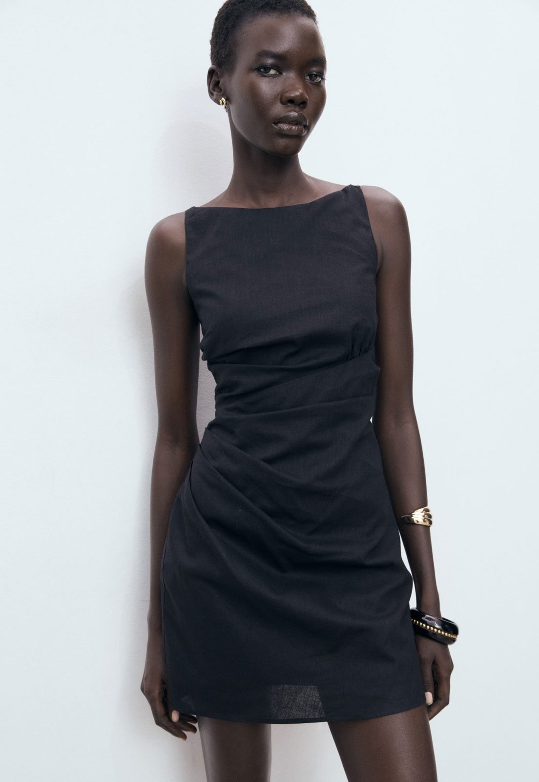 Imagem principal Vestido Feminino Mango Ajustado Drapeado Mango preto