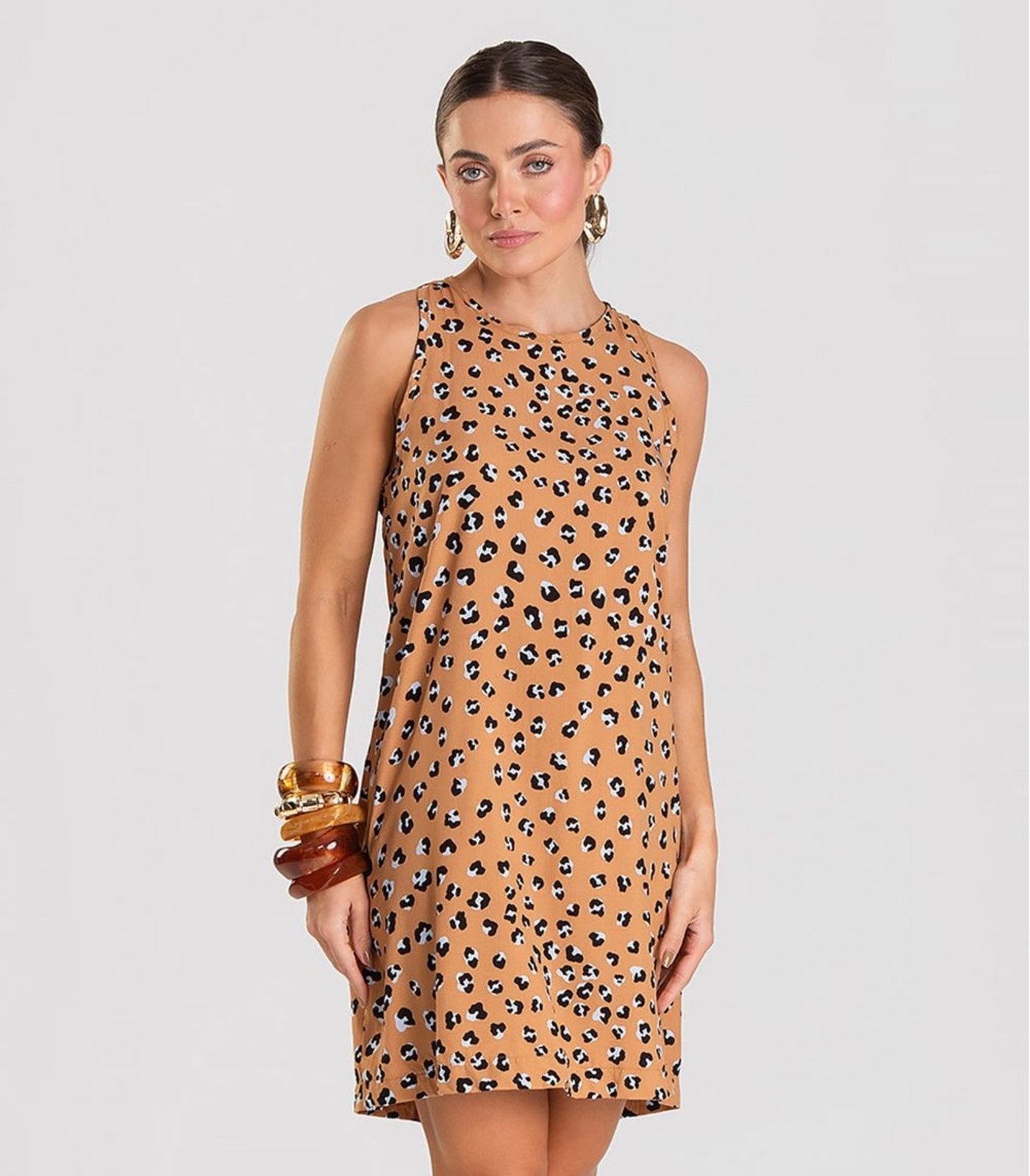 Imagem principal Vestido Curto Feminino Estampado Dianna Dianna bege