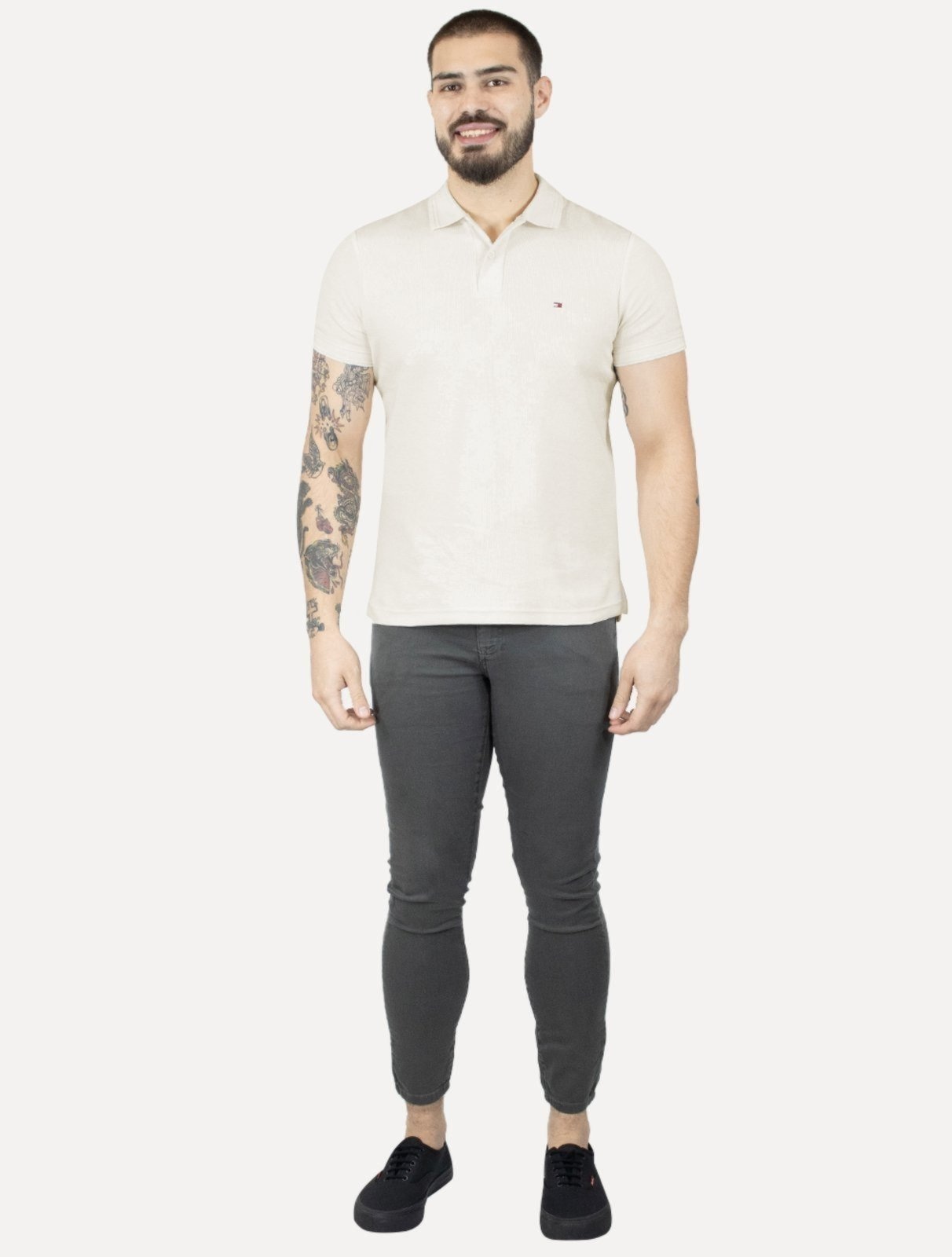 Imagem principal Polo Tommy Hilfiger Masculina Mercerised Jacquard Off White Tommy Hilfiger off-white white