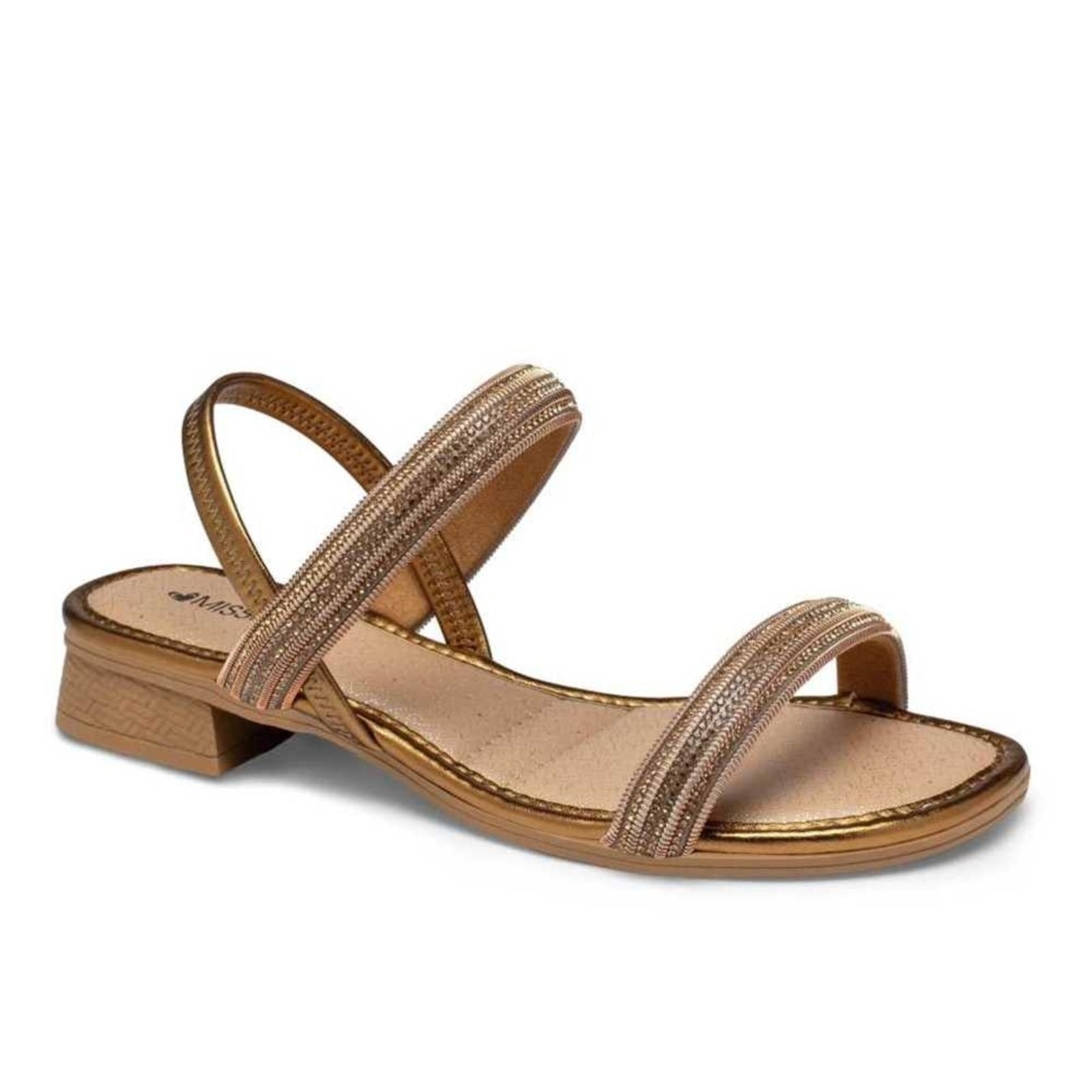 Imagem principal Sandália Feminina Mississipi Saltinho Bloco Tiras Brilhantes MISSISSIPI bronze