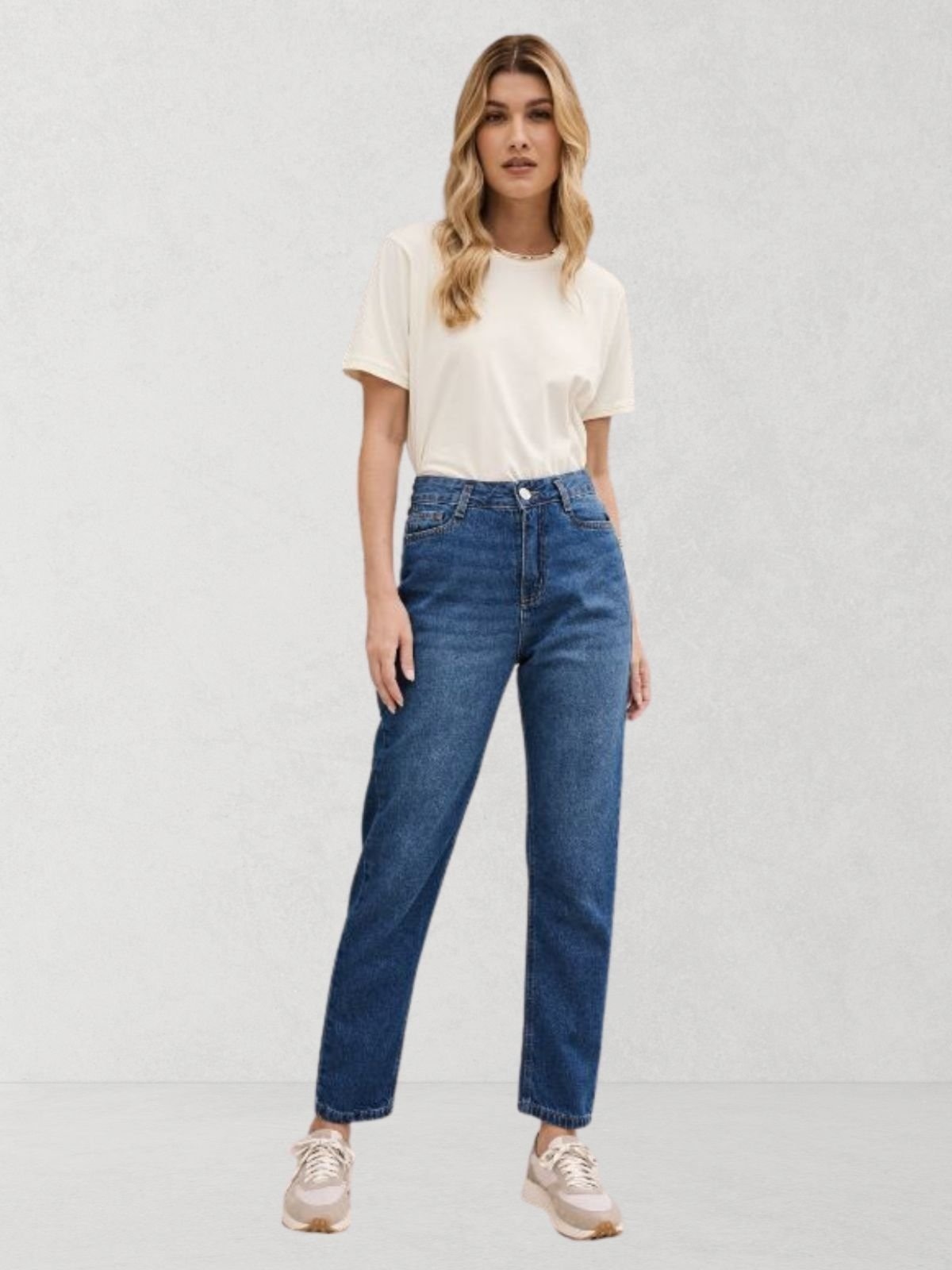 Imagem principal Calça Via Lessa Austin Modelagem Mom Jeans Escuro Via Lessa azul