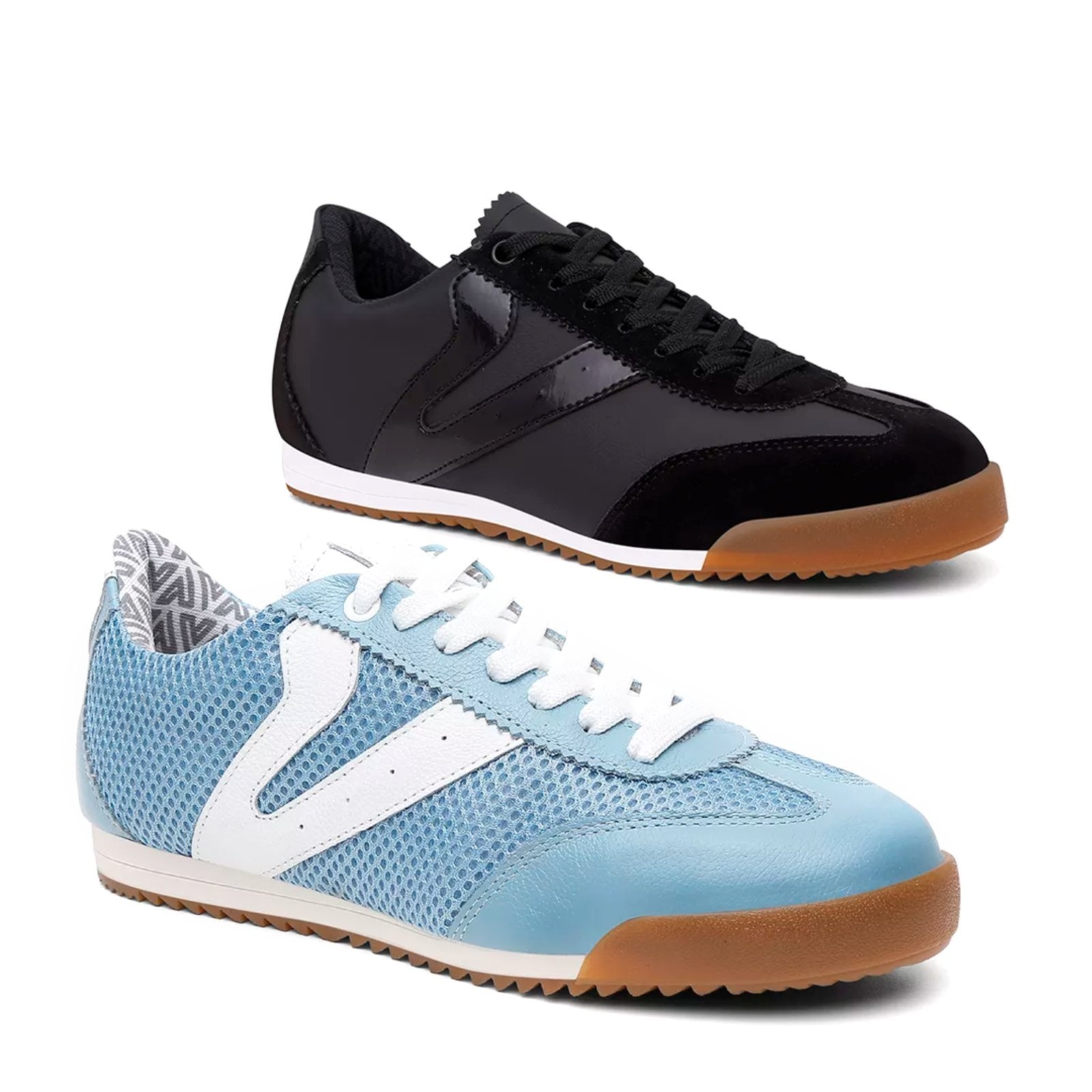 Imagem principal Kit 2 Tênis Feminino Vittal Couro Legítimo Naomi Casual Clássico Retrô Preto e USE VITTAL azul/preto azul