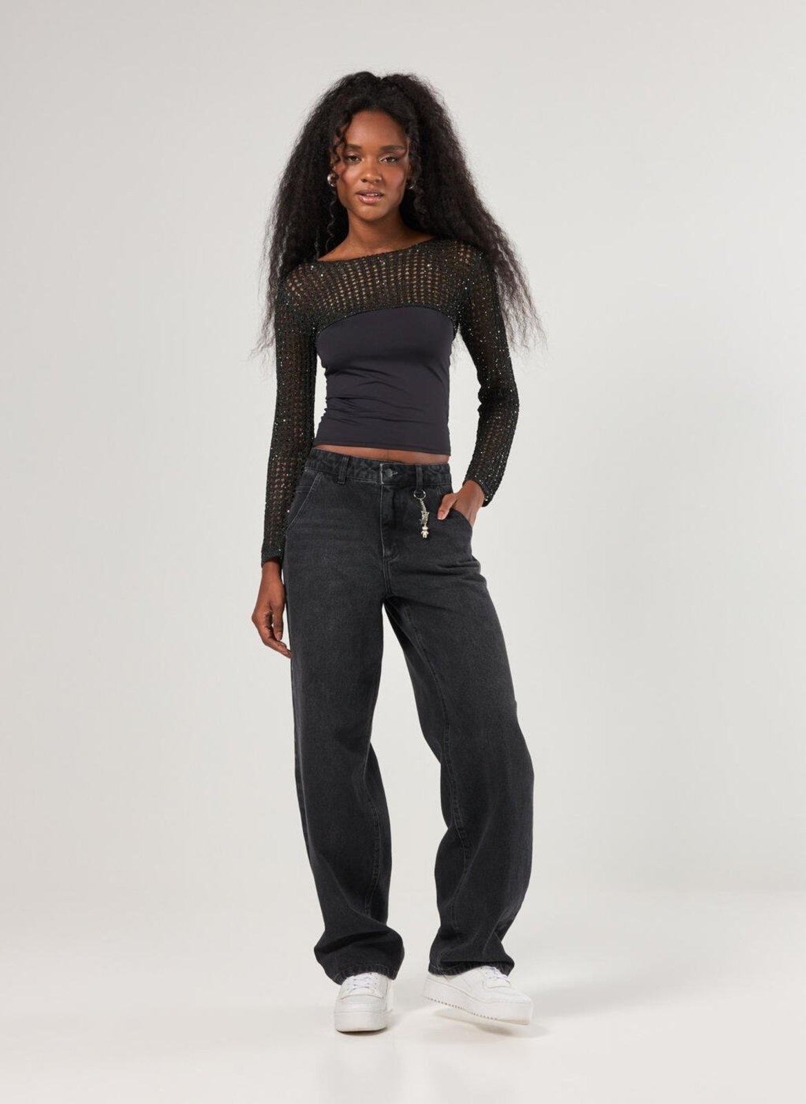 Imagem principal Calça Jeans Baggy Cintura Baixa Chaveiro Youcom multicolorido