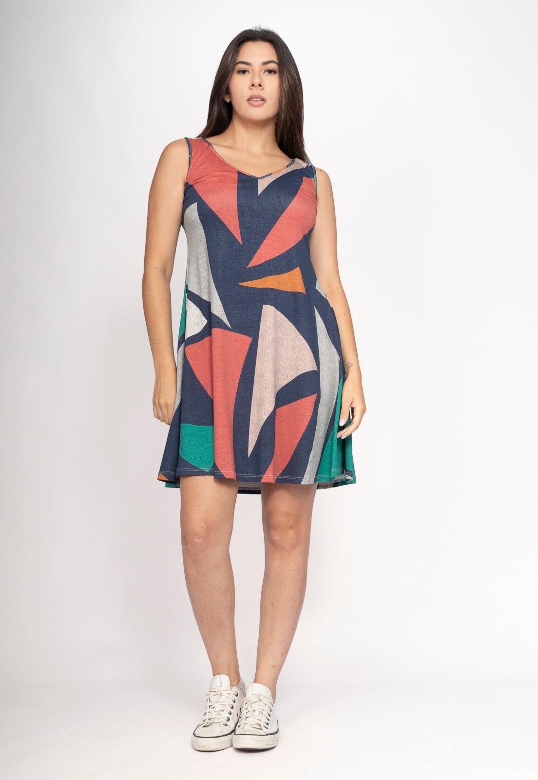 Imagem principal Vestido Amazonia Vital Amana Curto Regata Malha Geometrias do Tempo Amazonia Vital estampado
