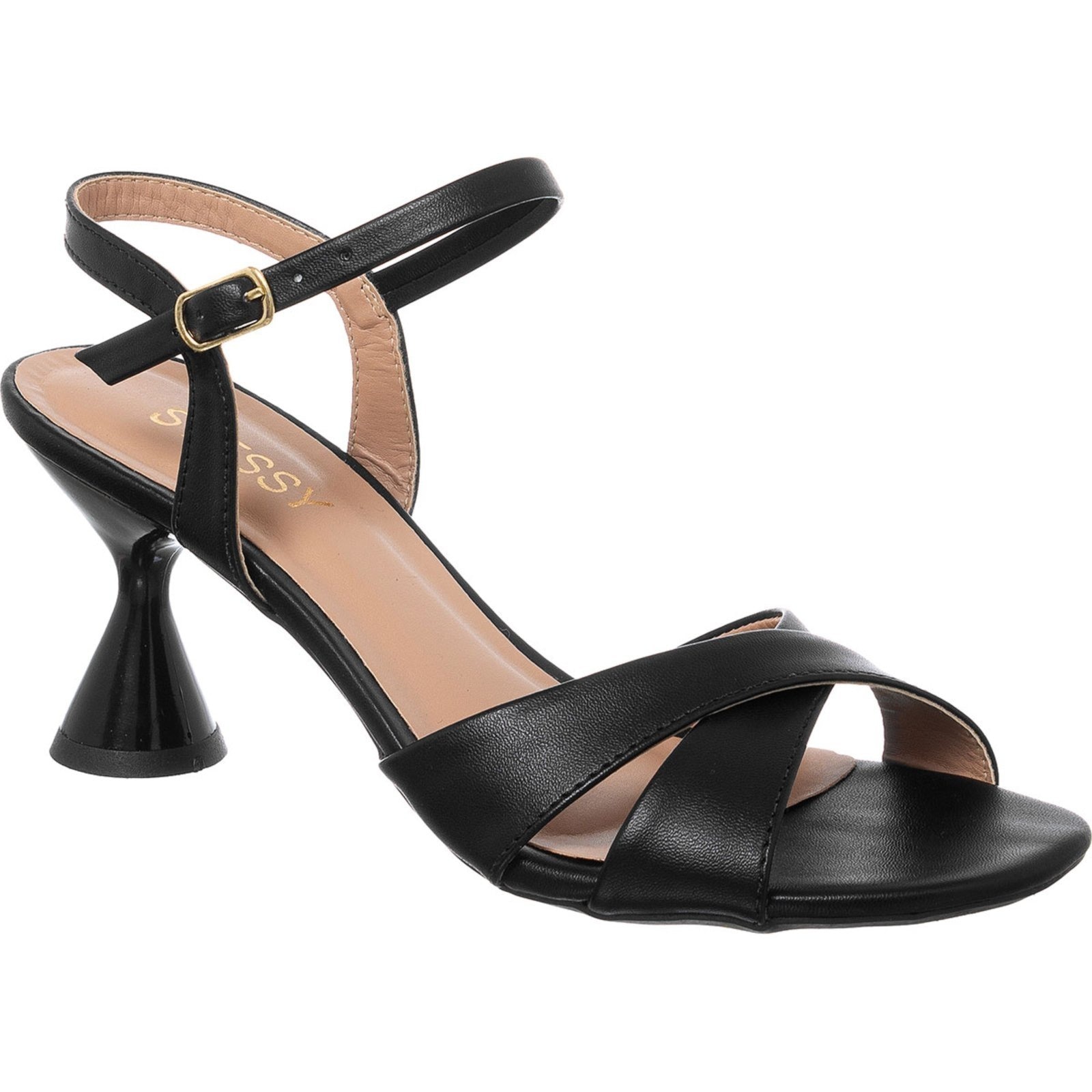 Imagem principal Sandália Feminina Stessy Shoes Salto Taça Rolha Tiras Confortável Casual Stessy Shoes preto