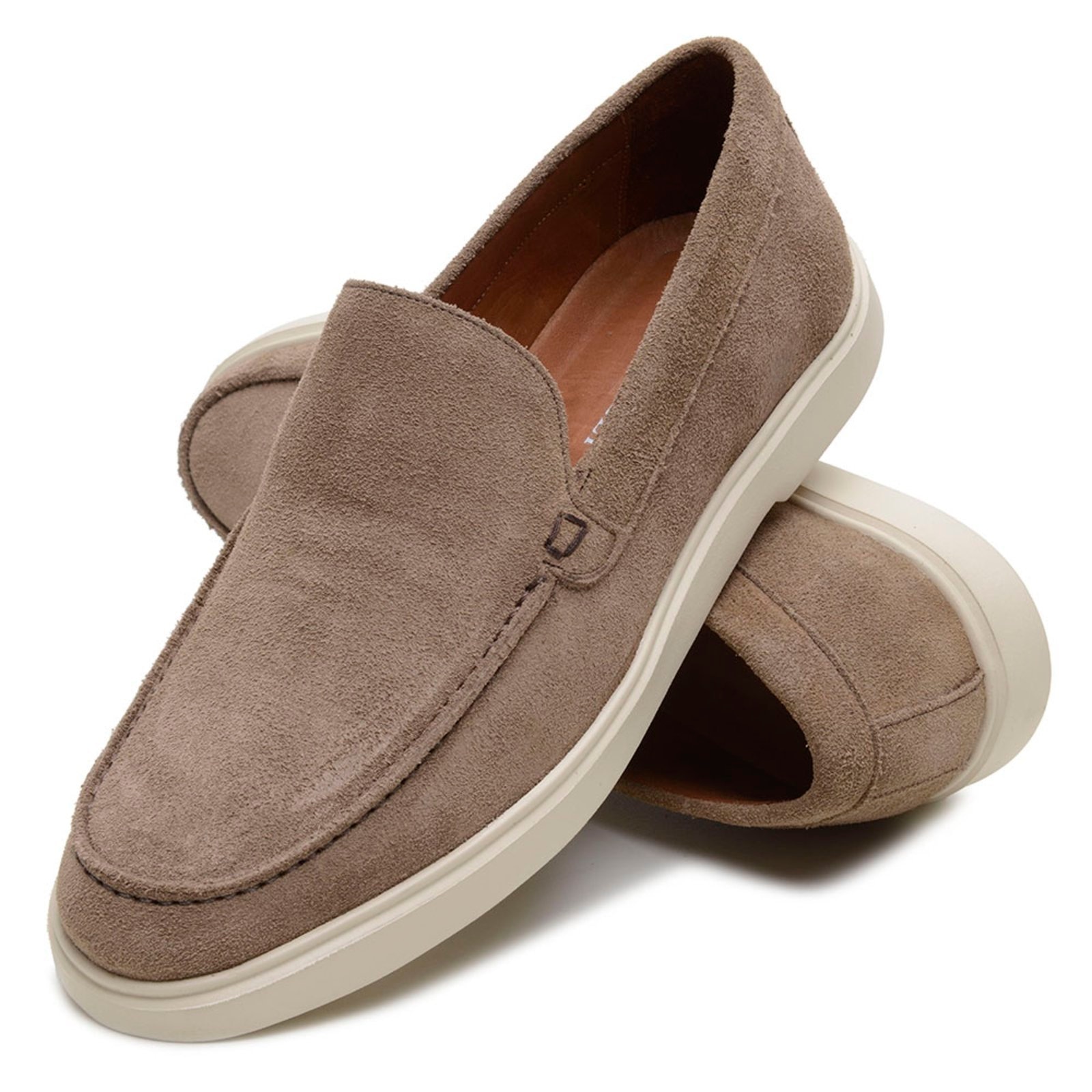 Imagem principal Sapato Masculino Casual Veritimo Mocassim Drive Em Couro Dockside Versatil Conforto Leve Areia Veritimo bege